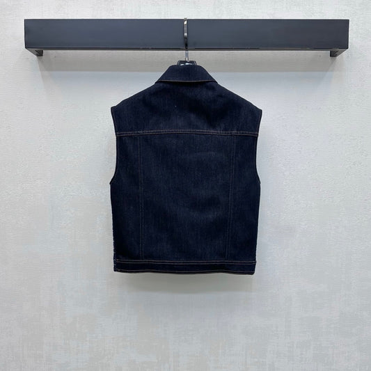 26SS NEW Tweed Patchwork Denim Vest