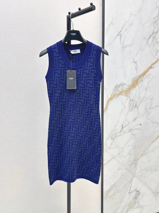 26SS New FF Monogram Knit Sleeveless Dress 🩵