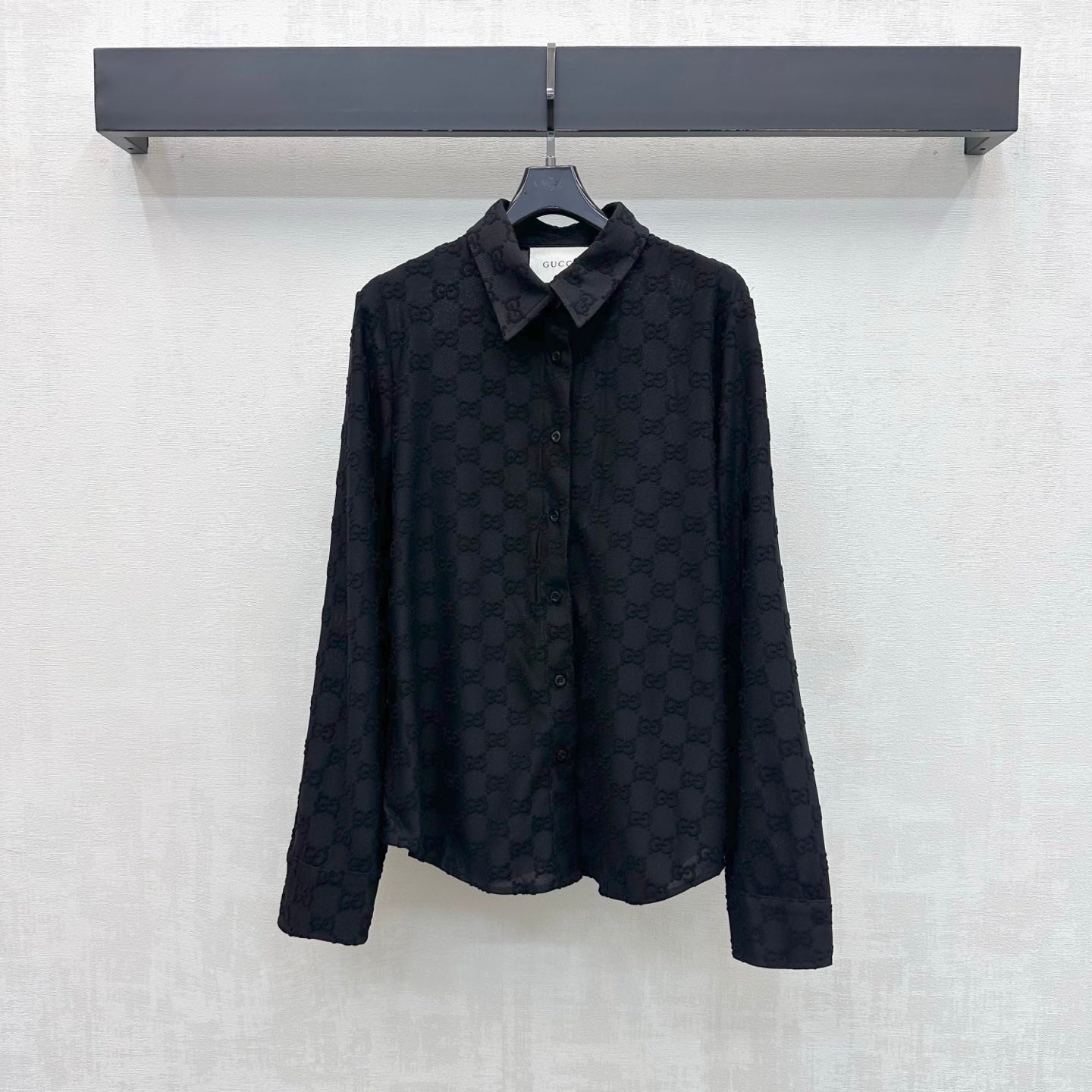 26FW New Jacquard Long-Sleeve Shirt with Fold-Over Collar