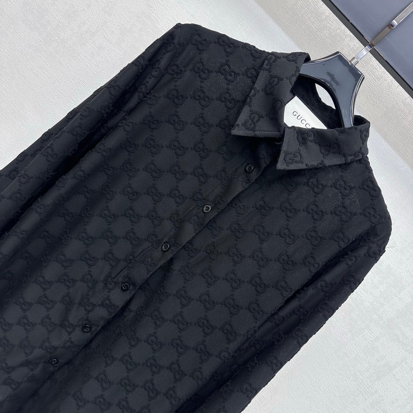 26FW New Jacquard Long-Sleeve Shirt with Fold-Over Collar
