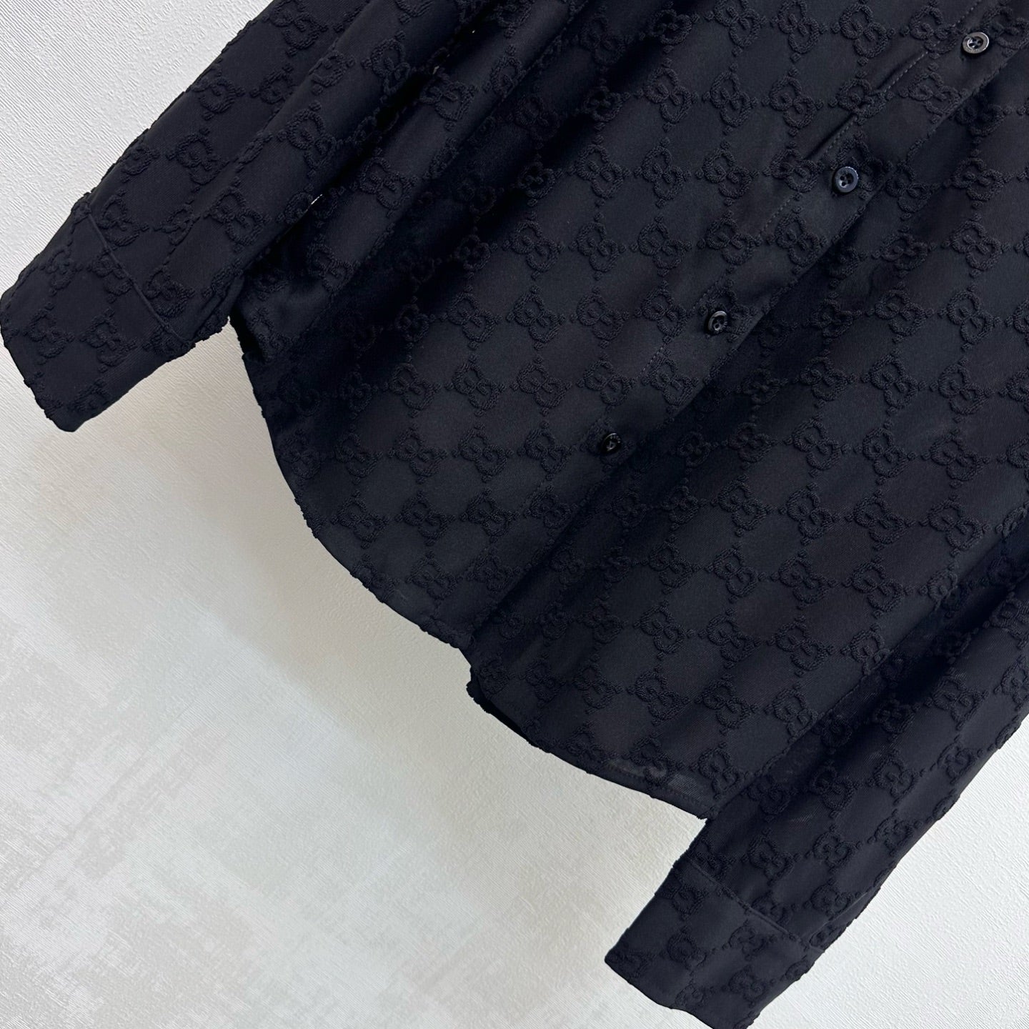 26FW New Jacquard Long-Sleeve Shirt with Fold-Over Collar