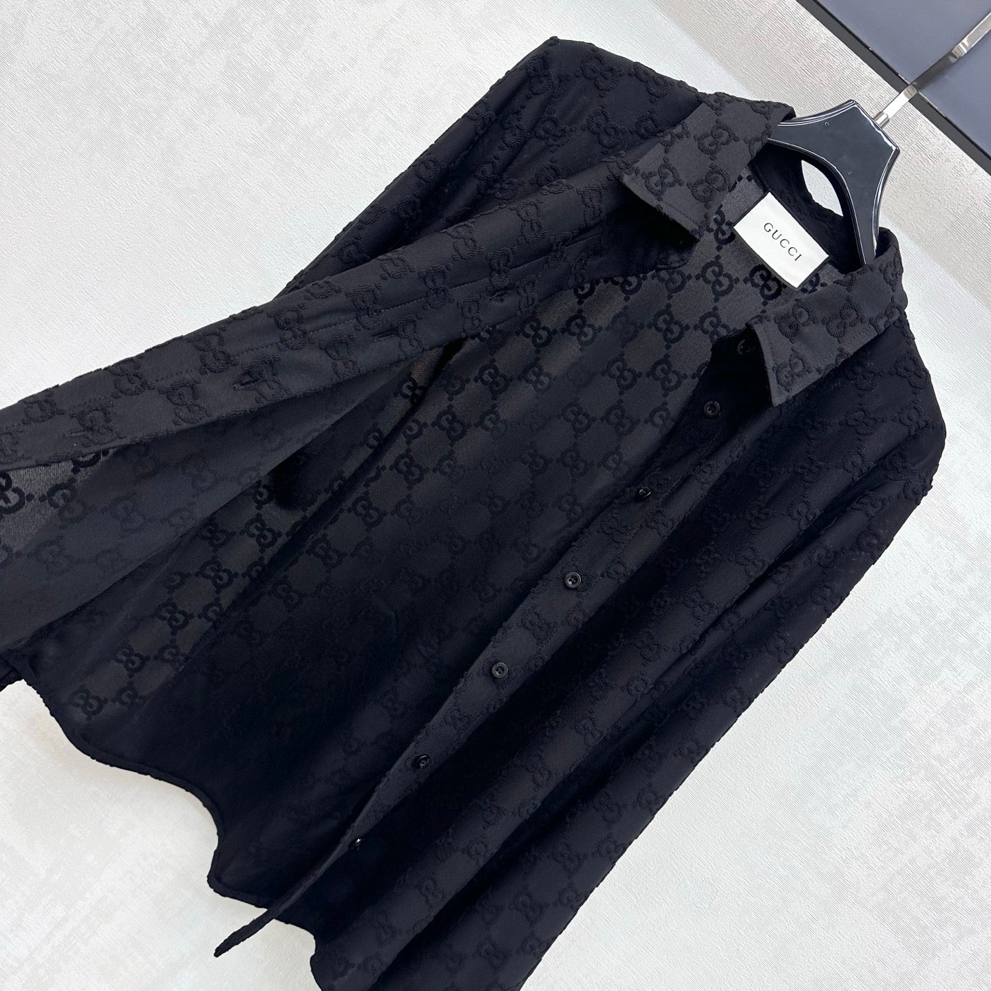 26FW New Jacquard Long-Sleeve Shirt with Fold-Over Collar