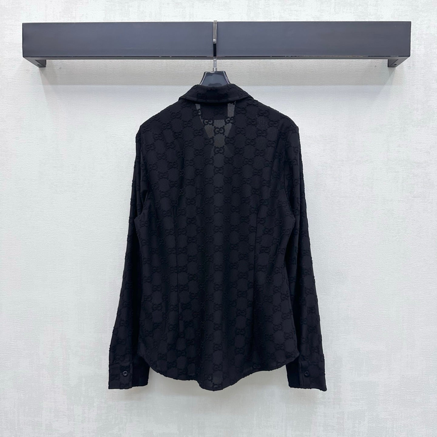 26FW New Jacquard Long-Sleeve Shirt with Fold-Over Collar
