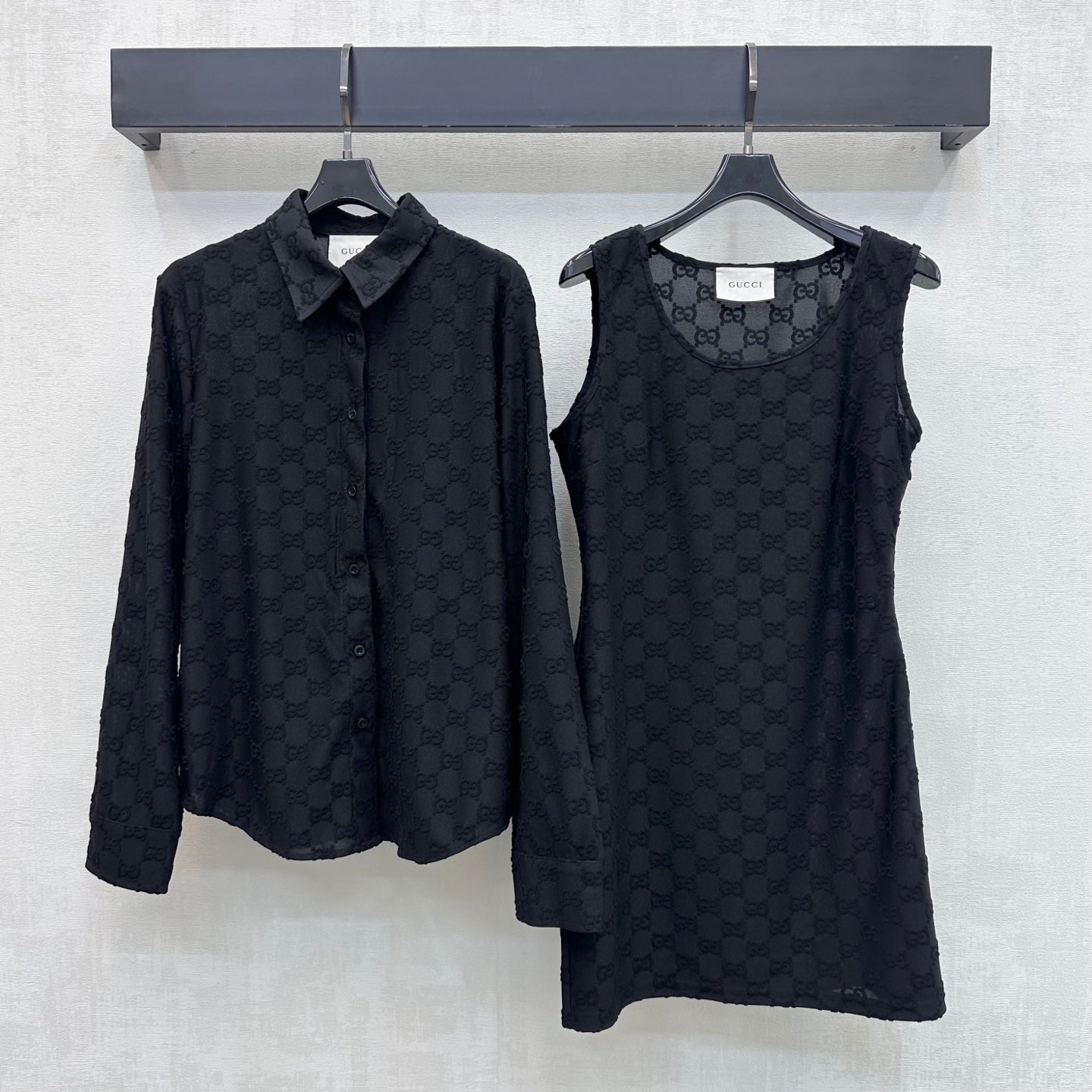 26FW New Jacquard Long-Sleeve Shirt with Fold-Over Collar