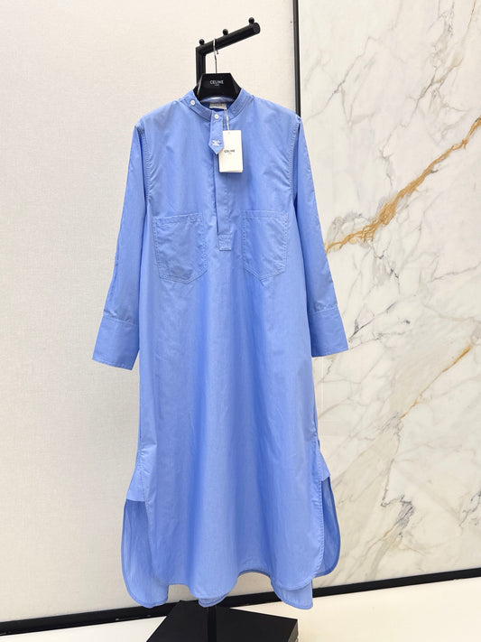 26FW New Long Stand-Collar Shirt Dress 🩵