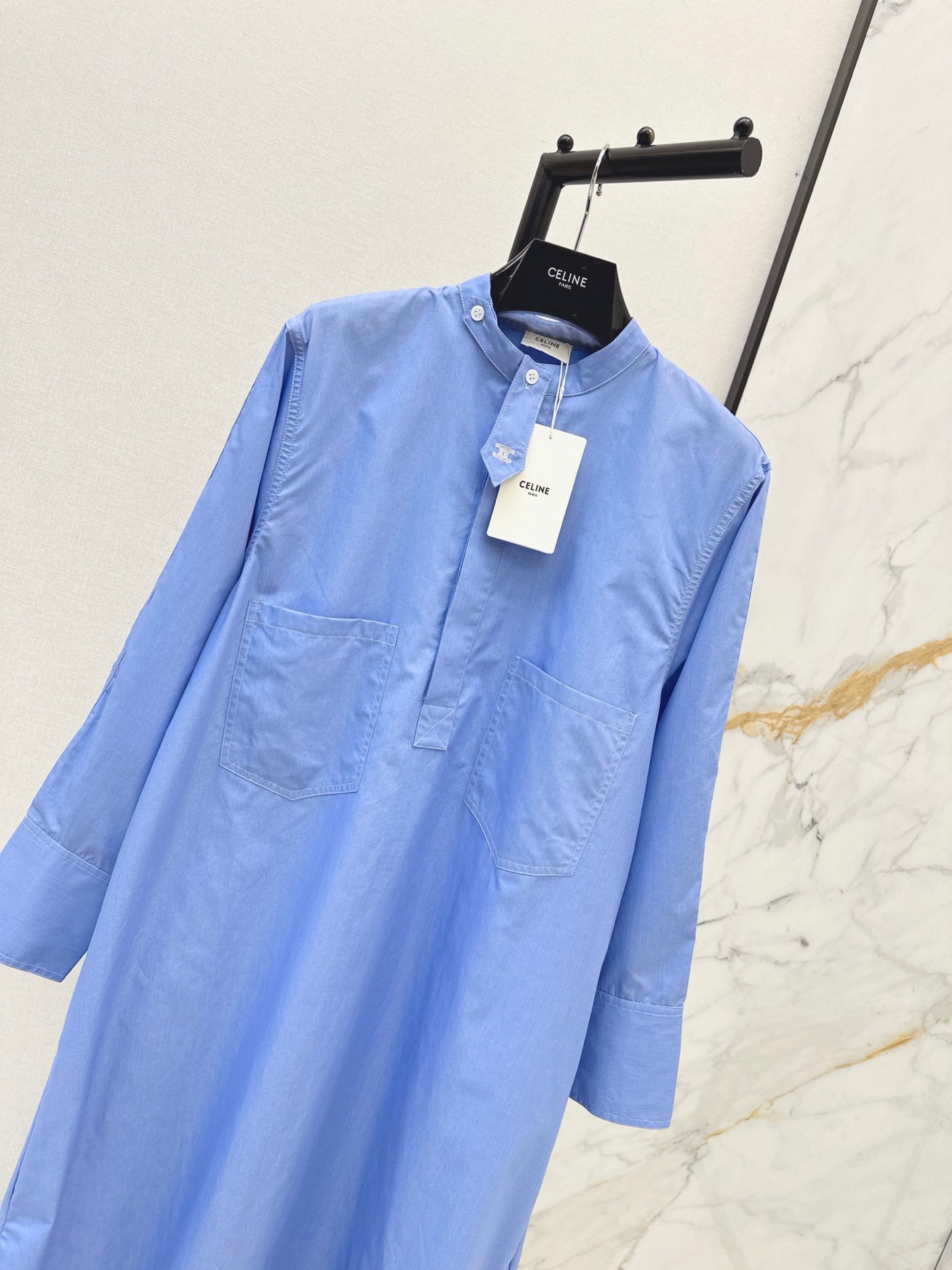 26FW New Long Stand-Collar Shirt Dress 🩵