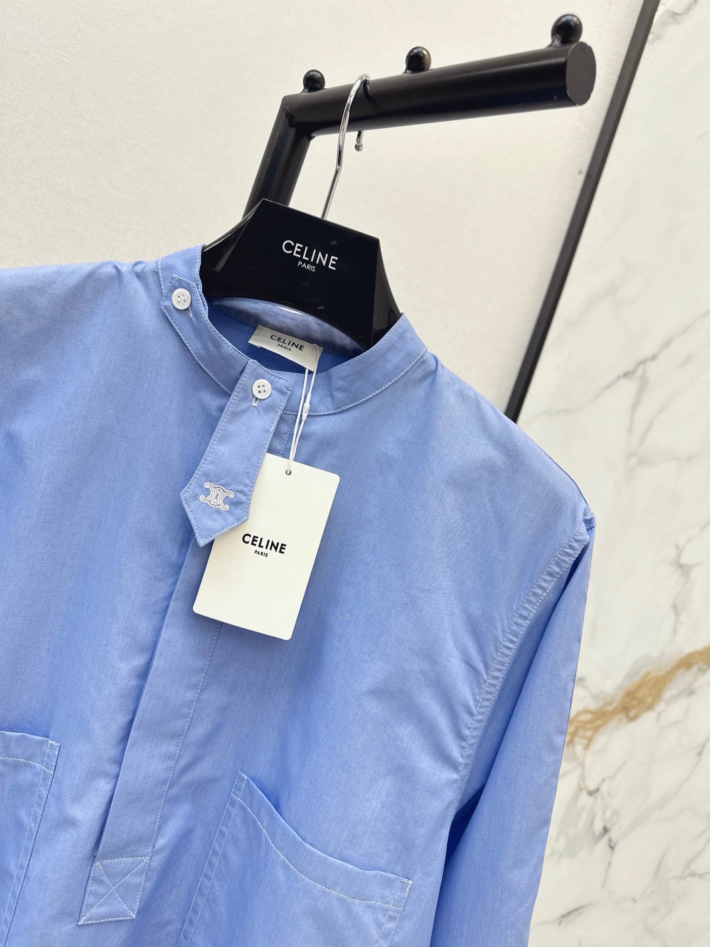 26FW New Long Stand-Collar Shirt Dress 🩵