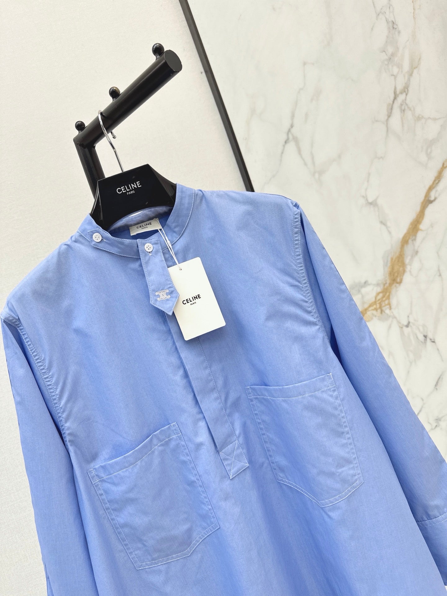 26FW New Long Stand-Collar Shirt Dress 🩵