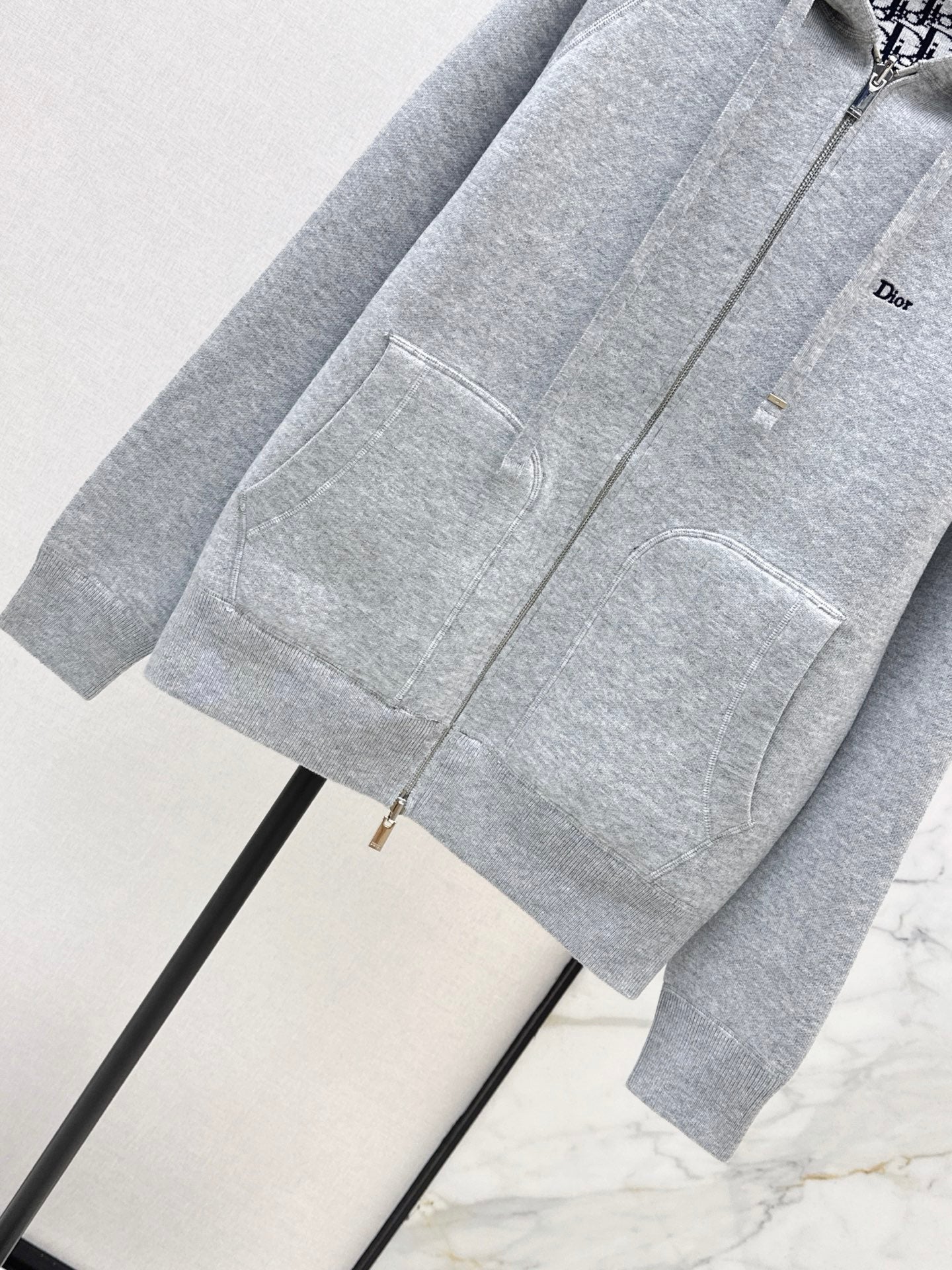 26FW New Unisex Reversible Premium Monogram Logo Zip-Up Cashmere Jacket 🩶