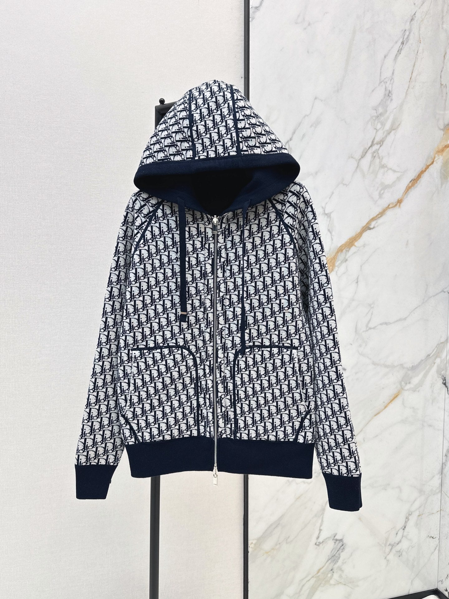 26FW New Unisex Reversible Premium Monogram Logo Zip-Up Cashmere Jacket 🩶