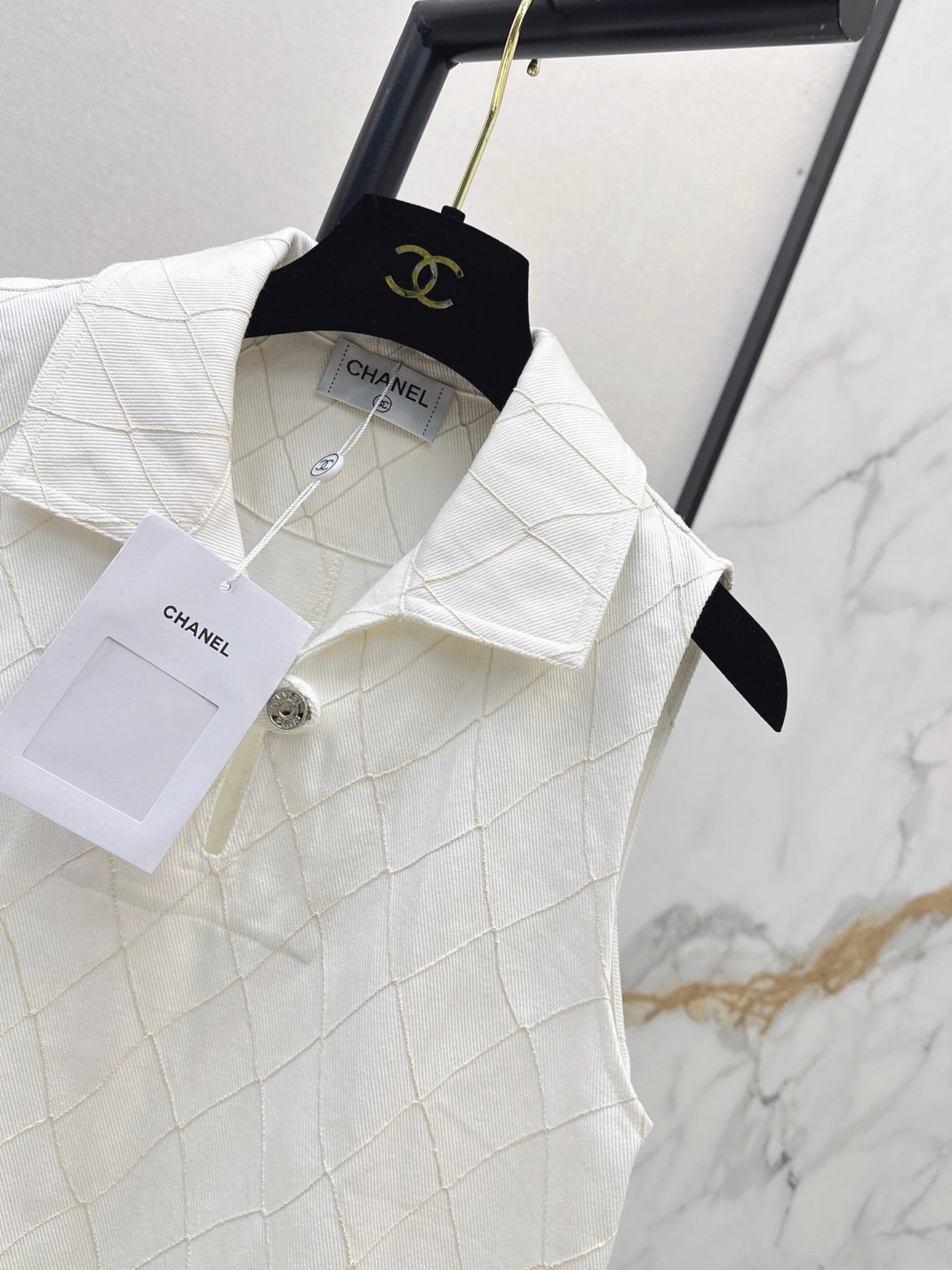 26FW New Quilted-Stitch Denim Shirt Dress with Collar 🩵