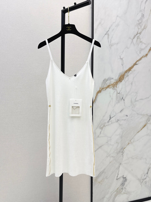 26FW New Camisole Dress with Gold-Thread Embroidered Logo Trim 🖤