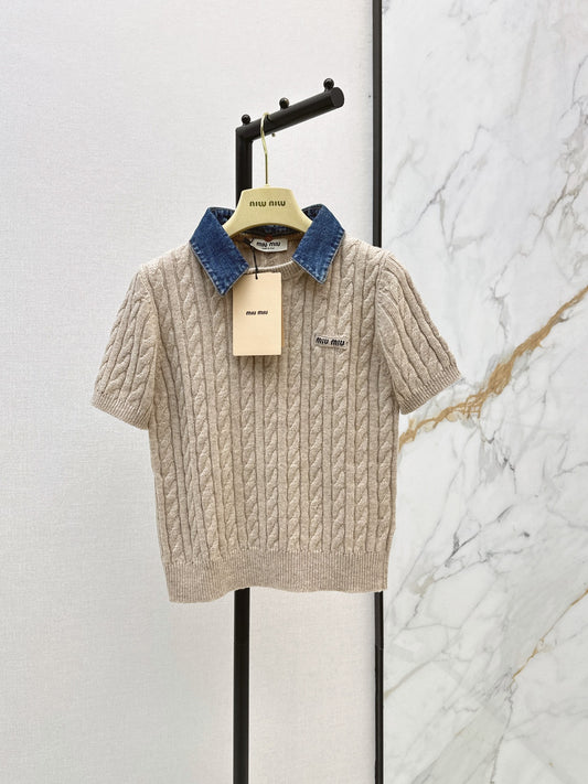 26FW New Short-Sleeve Cable-Knit Top with Faux-Layered Design 🤎
