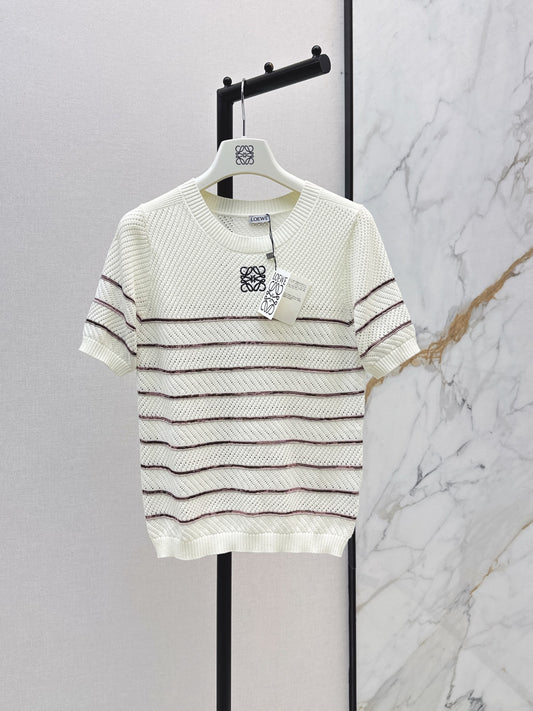 26FW New Minimalist Striped Knit Short-Sleeve Top 🤍