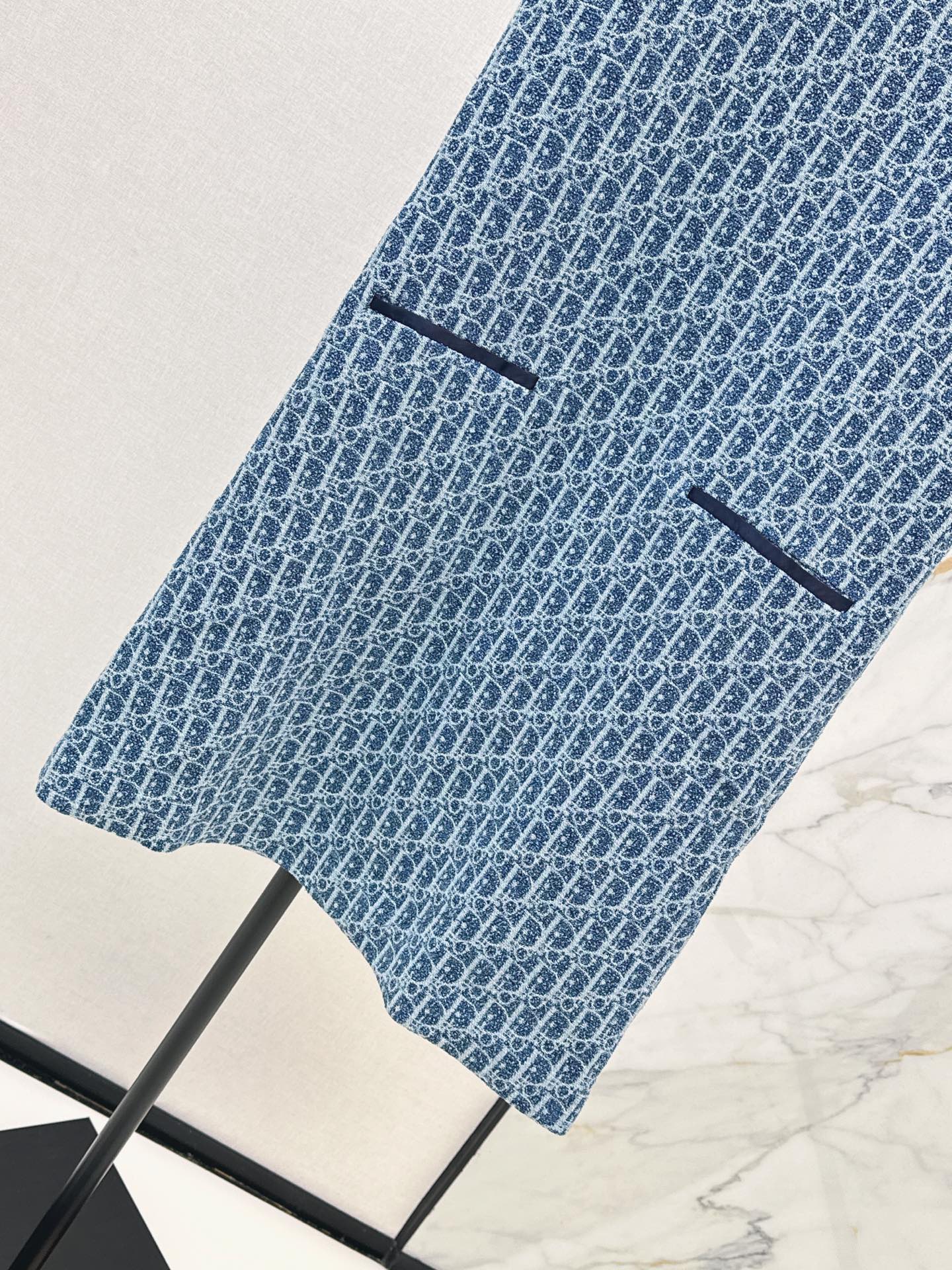 ❤️‍🔥Limited edition❤️‍🔥26FW New Blue Tweed Classic Monogram Sleeveless Dress 🩵