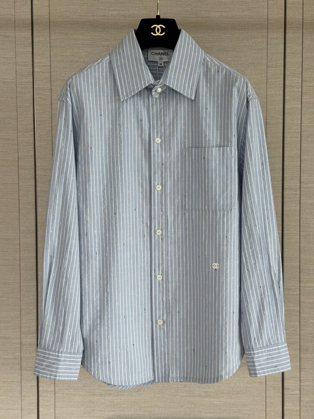 🔥Highest Quality🔥26FW New Blue and White Vertical Striped Shirt