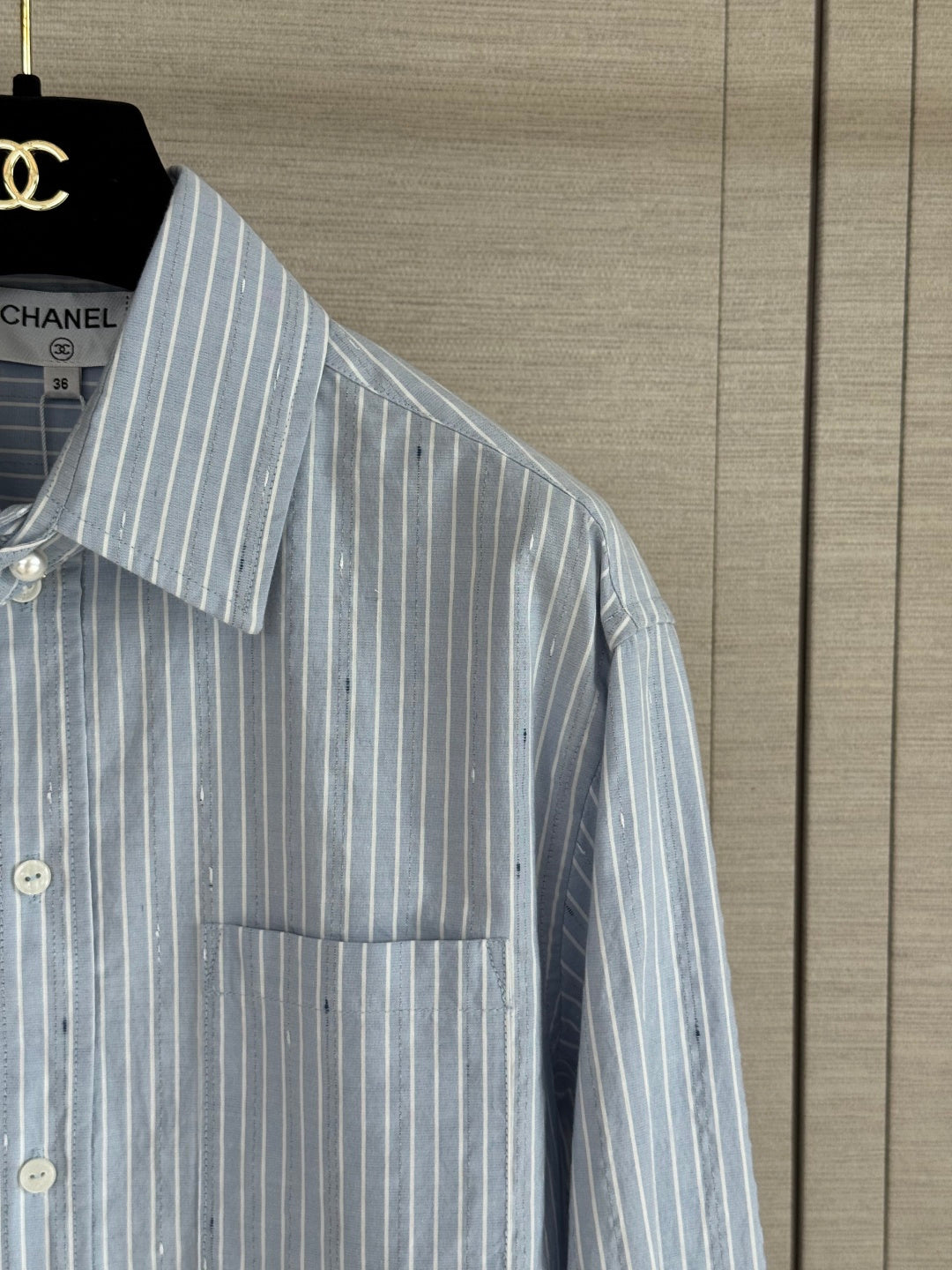 🔥Highest Quality🔥26FW New Blue and White Vertical Striped Shirt