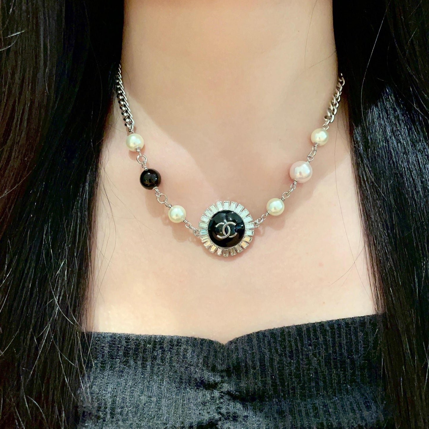 26FW New Double-Layer Pearl Double-C Necklace