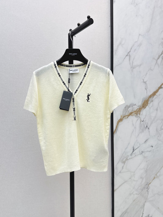 26FW New Classic Logo Embroidered Collared Short-Sleeve Knit Top 🤍