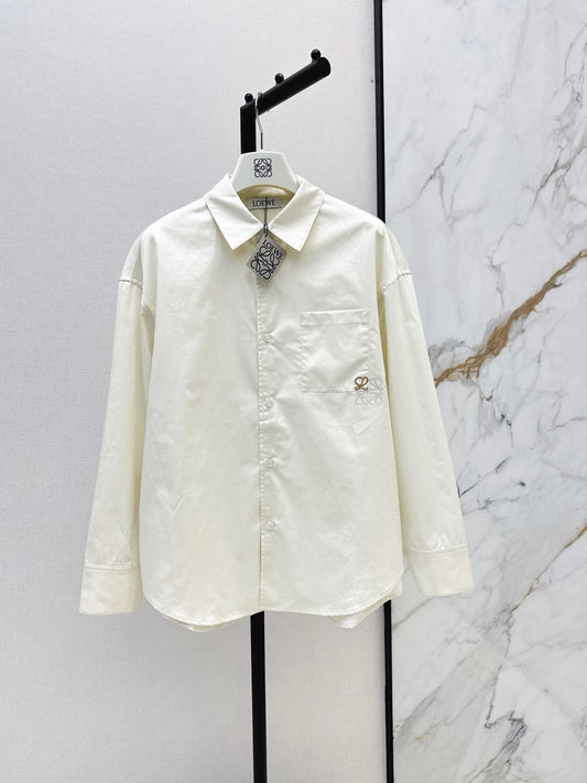 🔥Highest Quality🔥26FW New Minimalist & Relaxed Style: Logo-Embroidered Shirt in Creamy Apricot 🤍