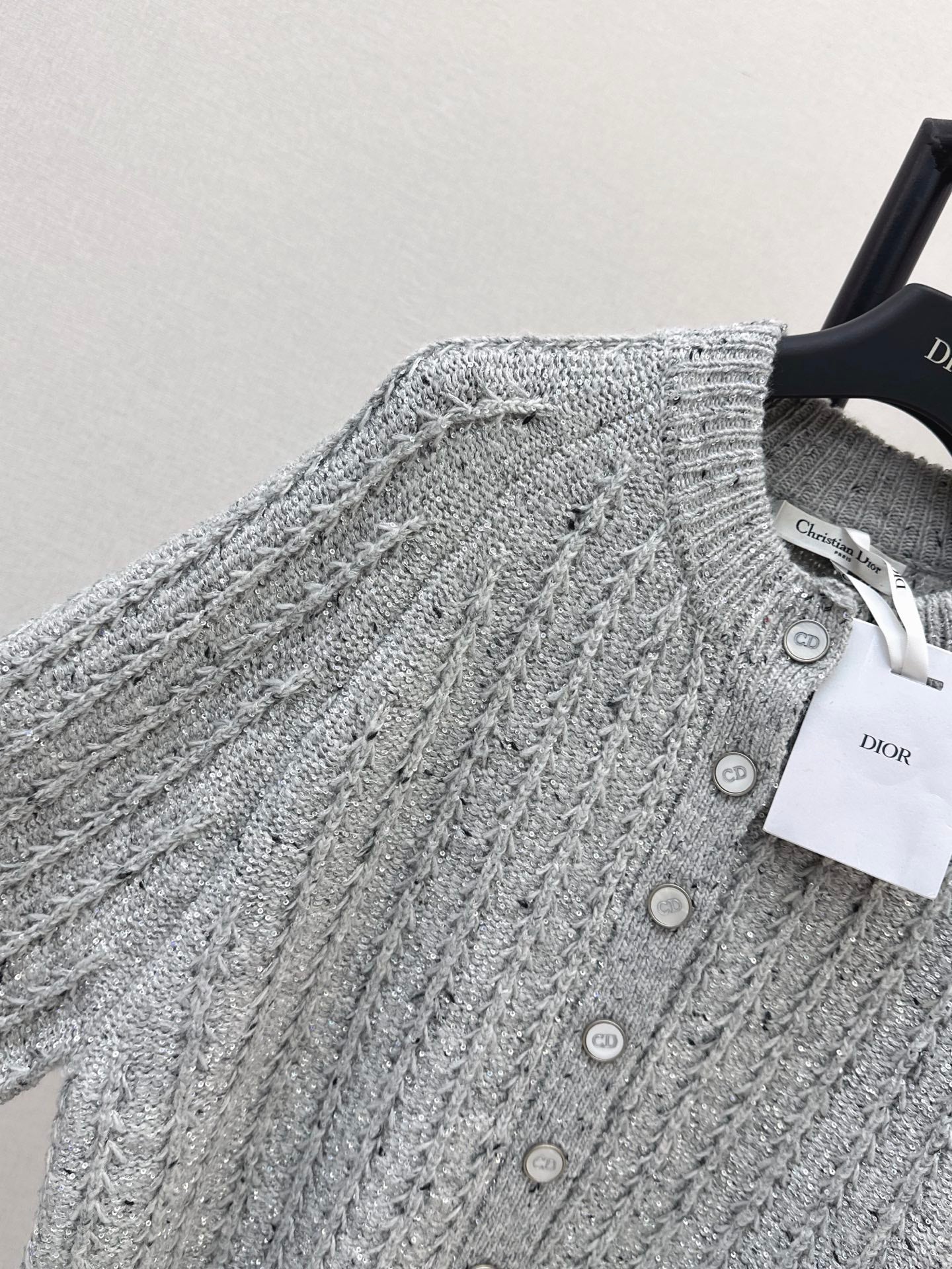 🔥Highest Quality🔥26FW New Premium Grey Iridescent Sequin Cardigan 🩶