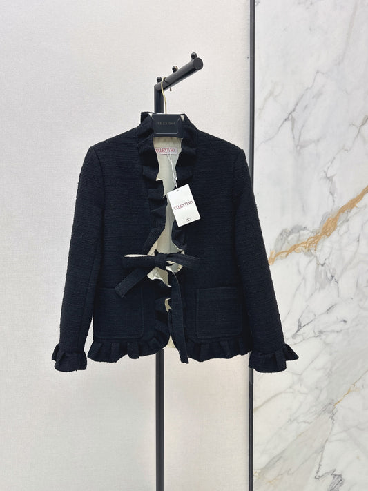 26FW New Mixed-Color Ruffled Cardigan-Style Jacket 🖤