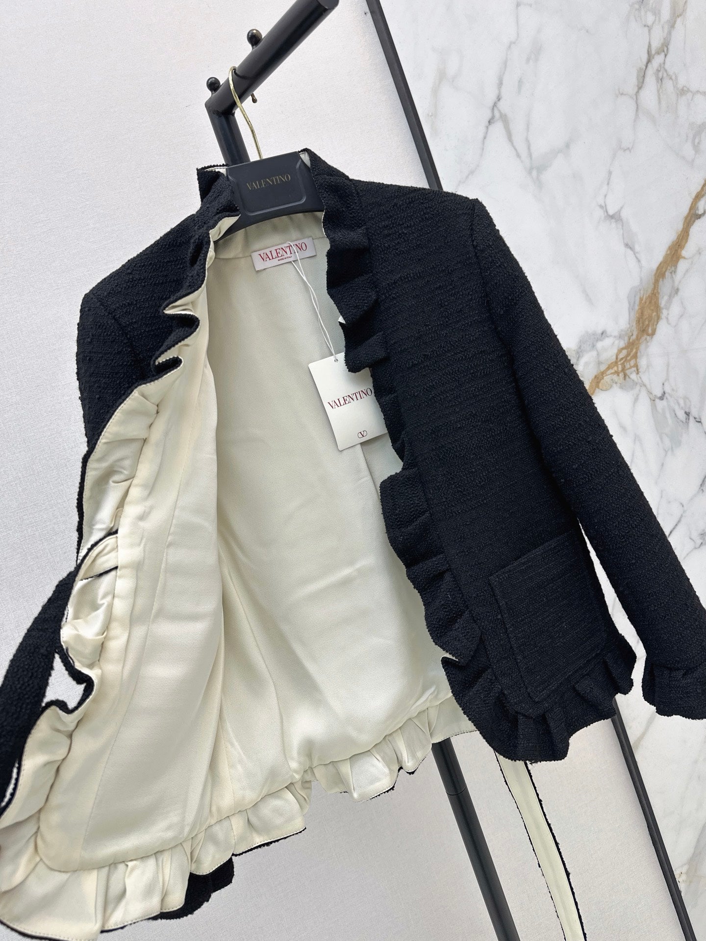 26FW New Mixed-Color Ruffled Cardigan-Style Jacket 🖤