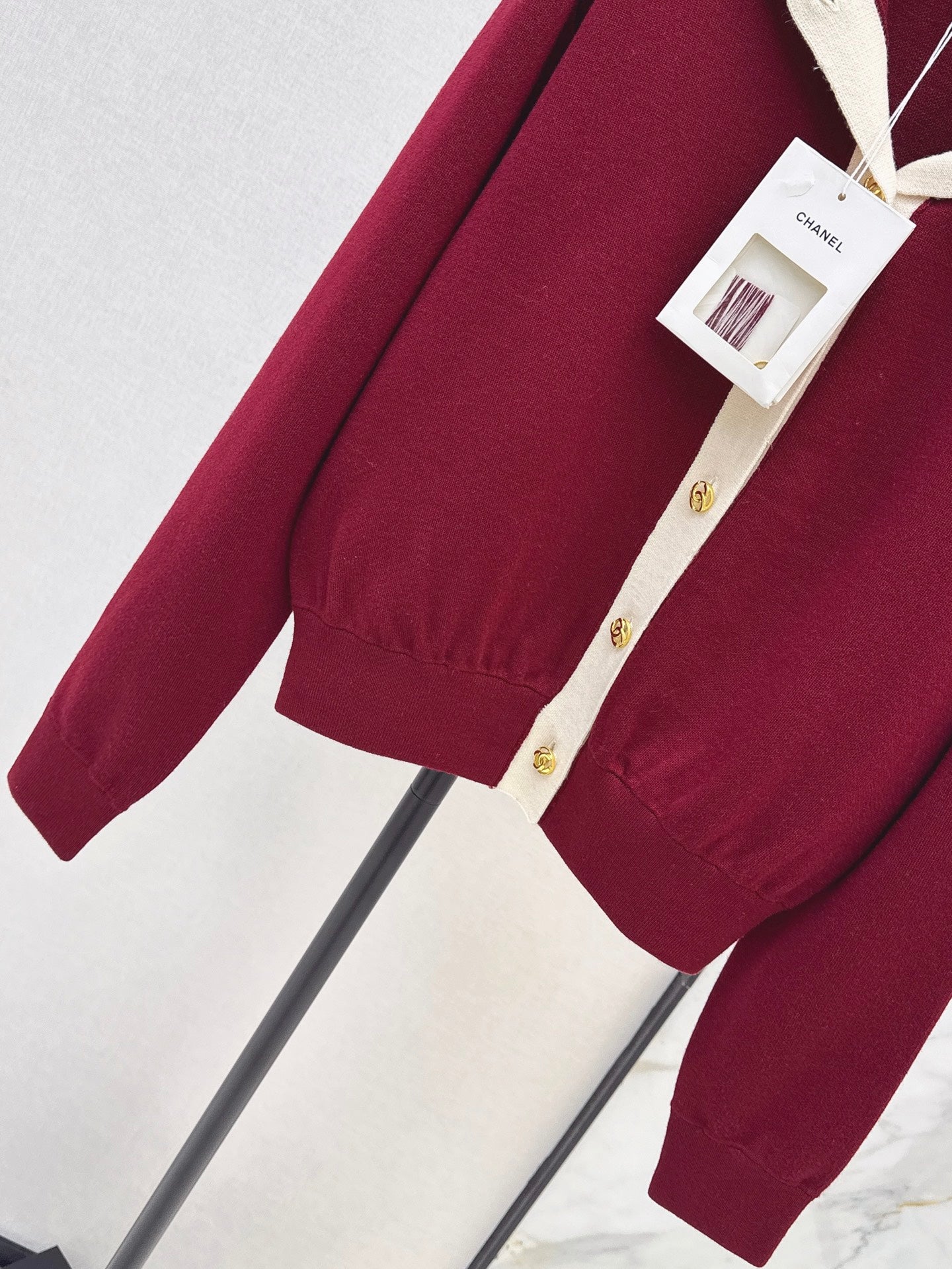 🔥Highest Quality🔥 26FW New Color-Block Nautical-Style Collared Knit Cardigan 🖤