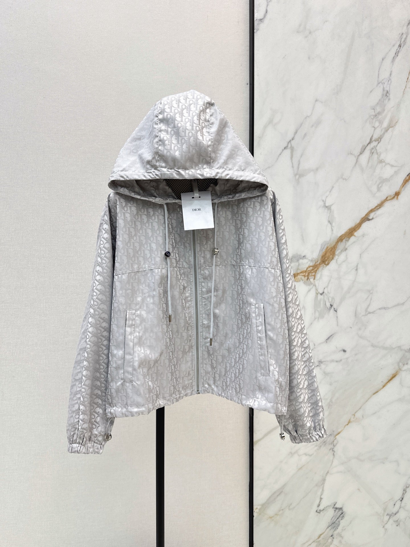26FW New Premium Grey Series Classic Monogram Hooded Cropped Jacket 🩶