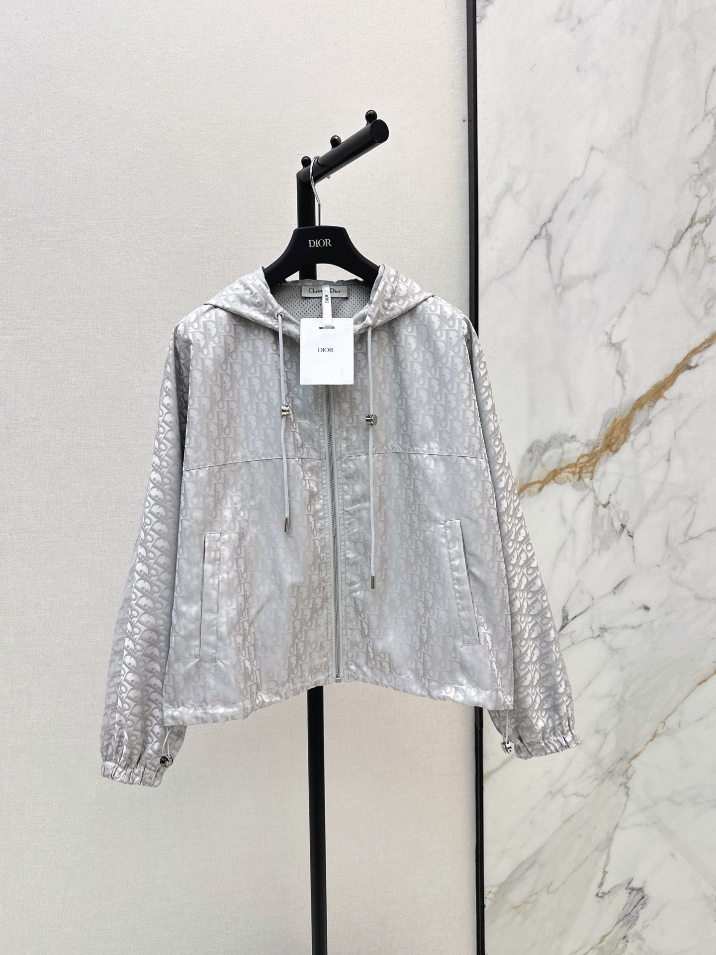 26FW New Premium Grey Series Classic Monogram Hooded Cropped Jacket 🩶