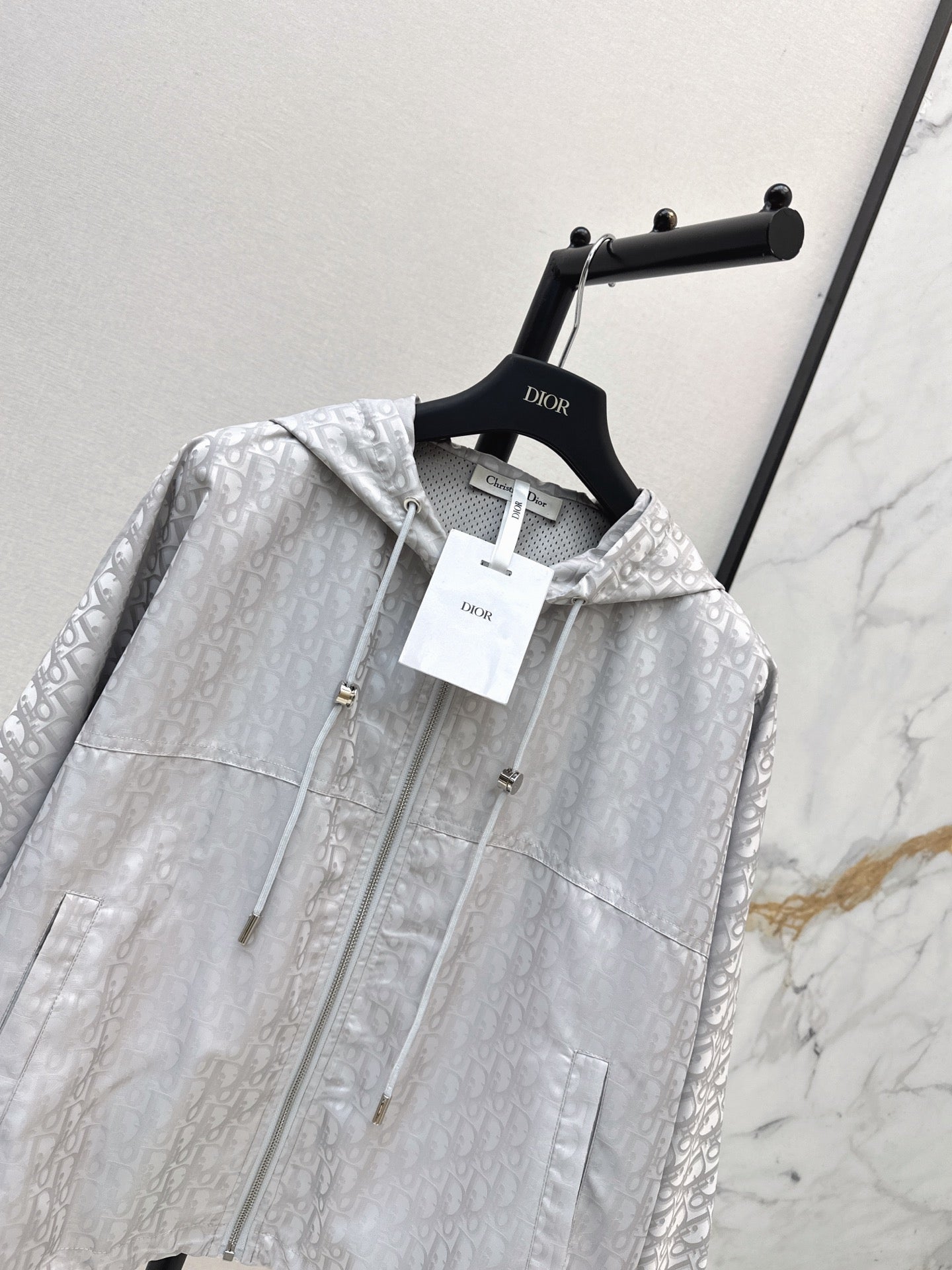 26FW New Premium Grey Series Classic Monogram Hooded Cropped Jacket 🩶