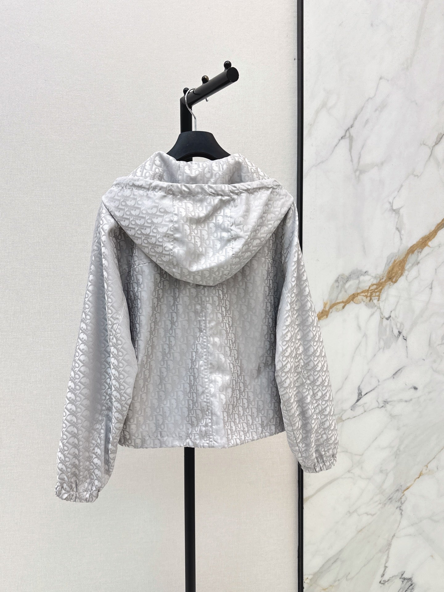 26FW New Premium Grey Series Classic Monogram Hooded Cropped Jacket 🩶