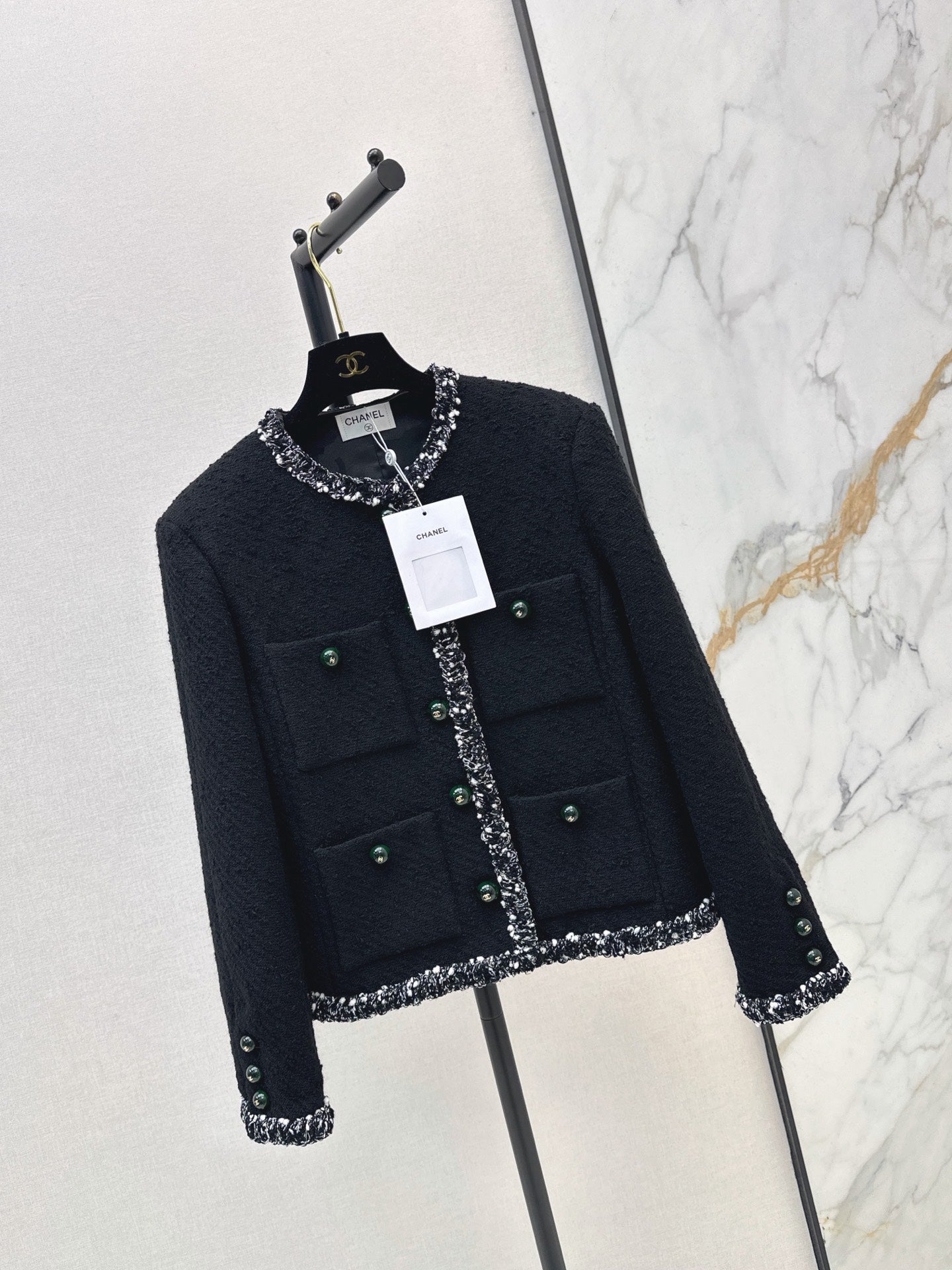 🔥Highest Quality🔥 26FW New Black Tweed Crew-Neck Knit Jacket 🖤