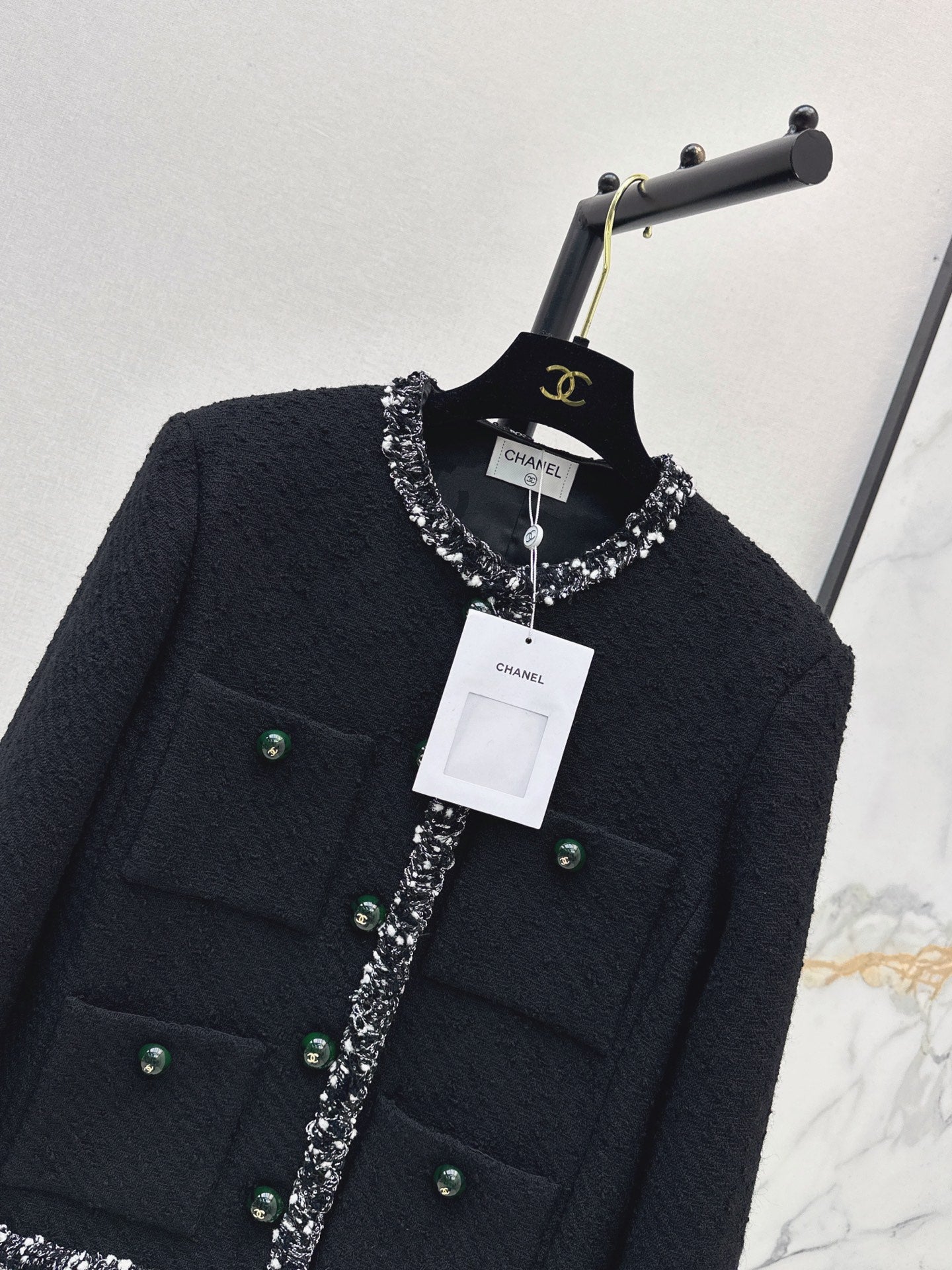🔥Highest Quality🔥 26FW New Black Tweed Crew-Neck Knit Jacket 🖤