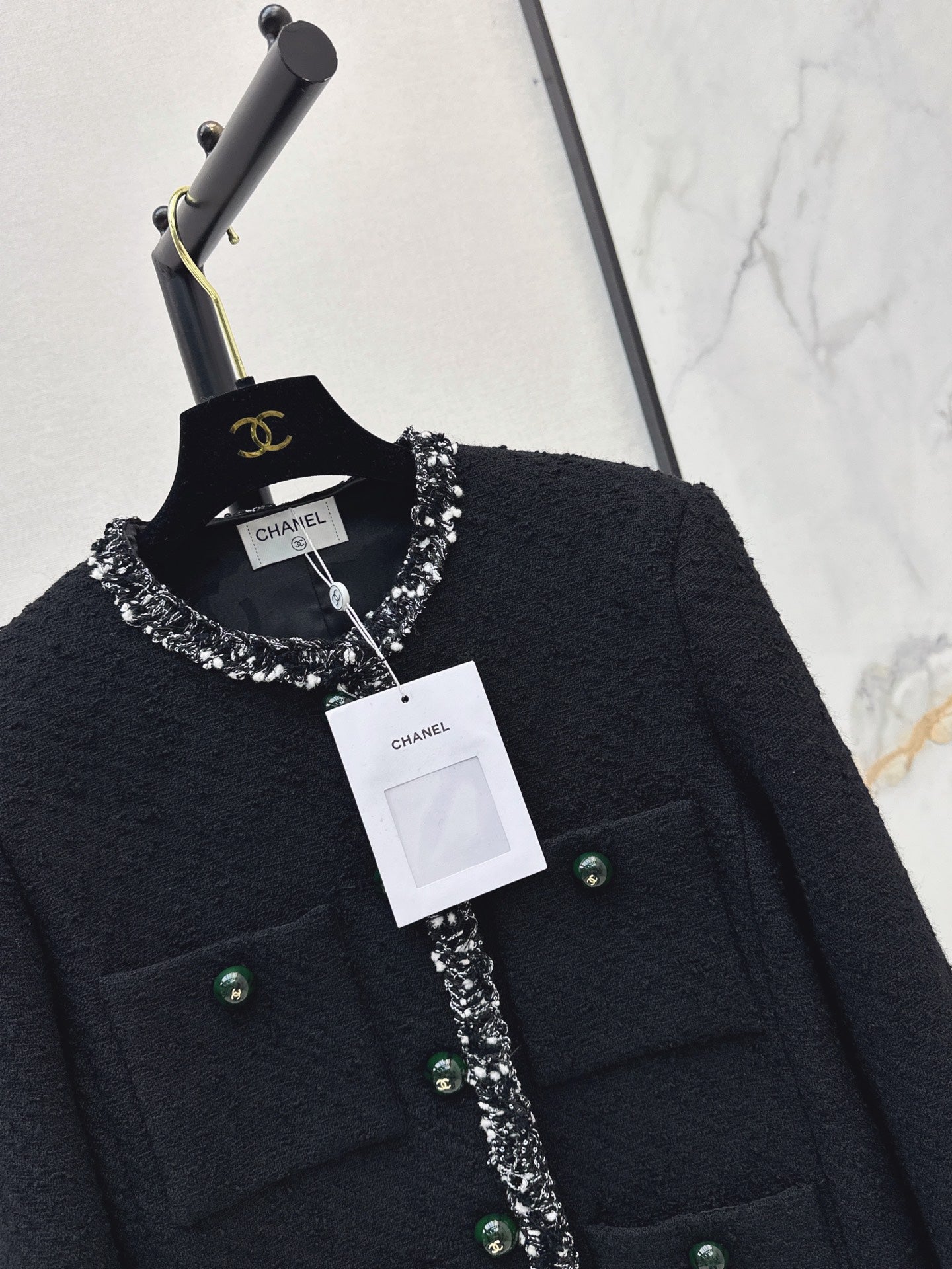 🔥Highest Quality🔥 26FW New Black Tweed Crew-Neck Knit Jacket 🖤