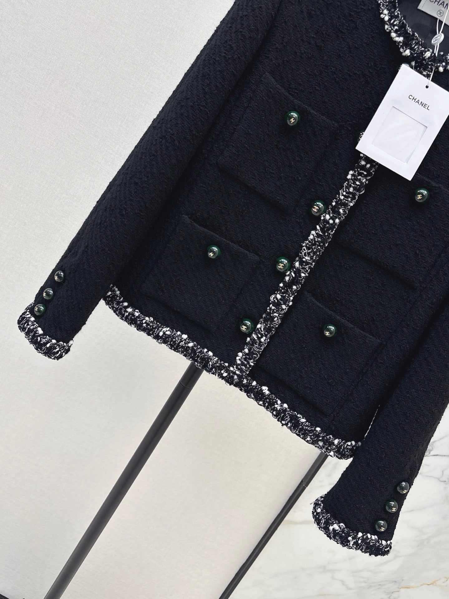 🔥Highest Quality🔥 26FW New Black Tweed Crew-Neck Knit Jacket 🖤