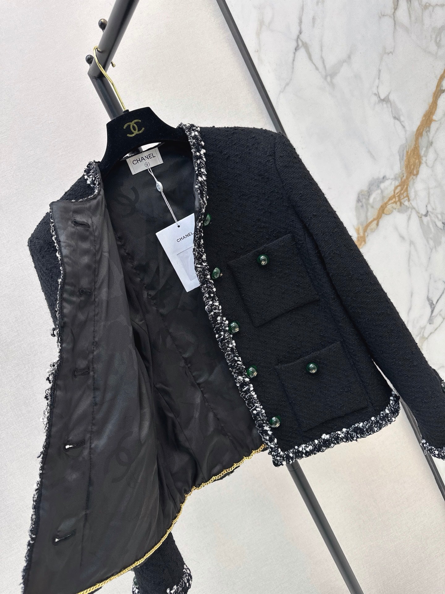 🔥Highest Quality🔥 26FW New Black Tweed Crew-Neck Knit Jacket 🖤