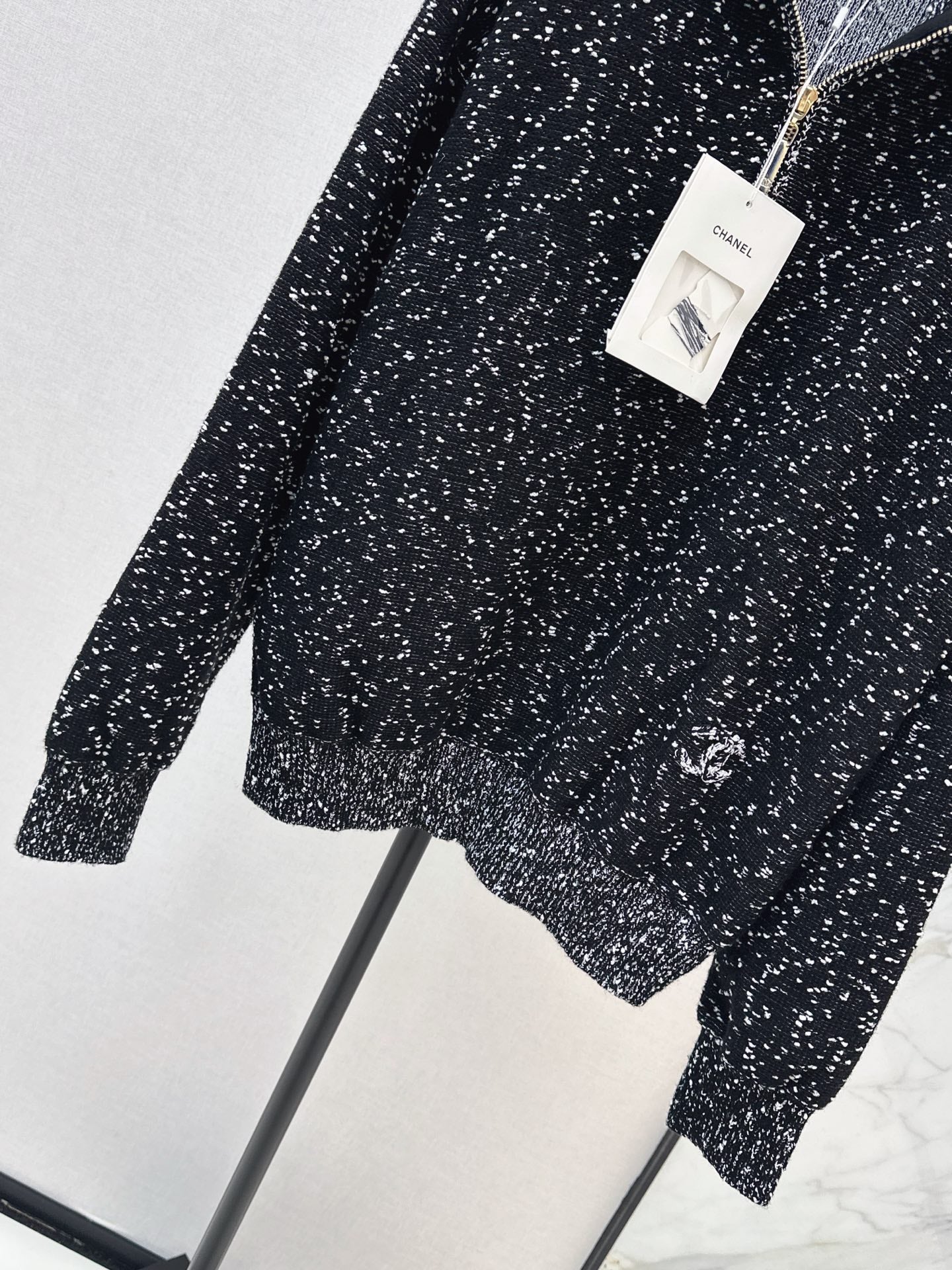 26FW New Speckled Yarn Half-Zip Knit Top 🖤