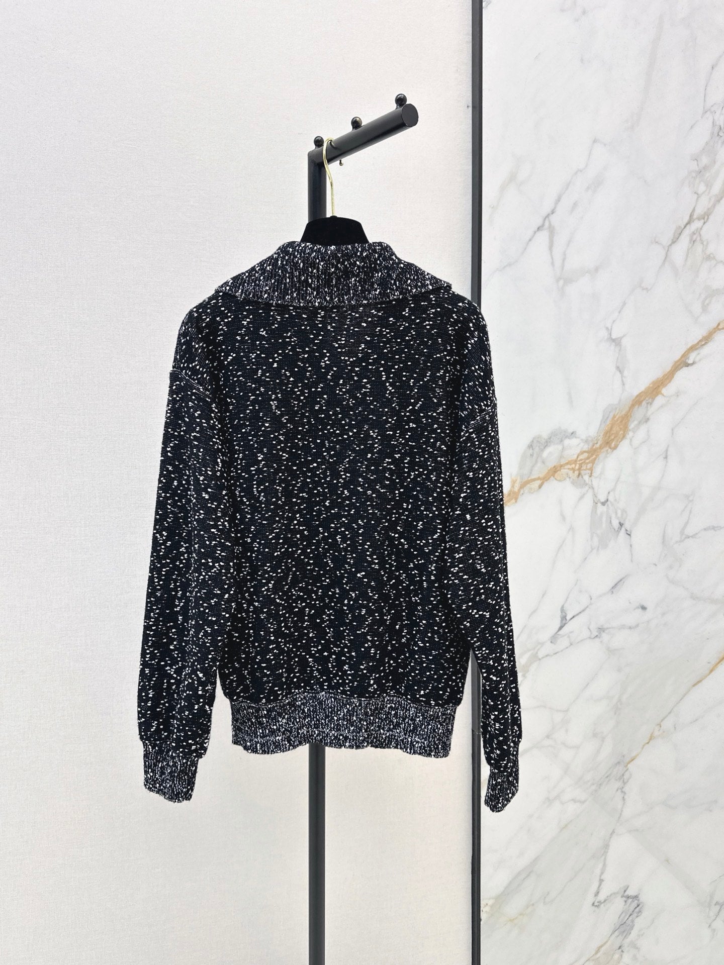 26FW New Speckled Yarn Half-Zip Knit Top 🖤