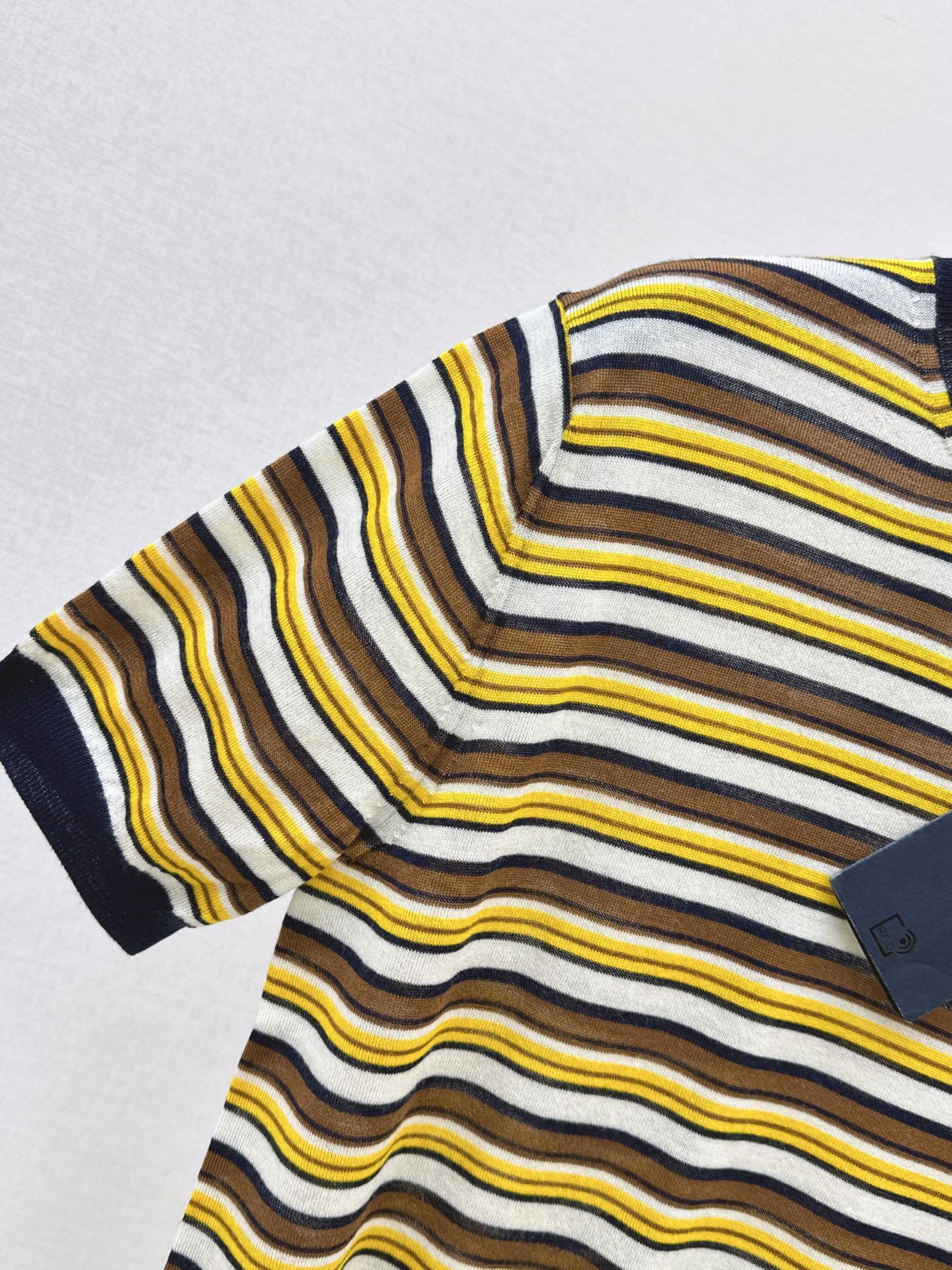 26FW New Crew-Neck Short-Sleeve Striped Knit Top 💛