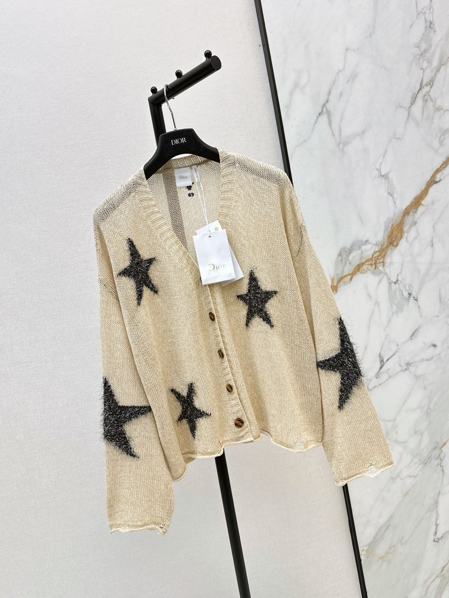 26FW New V-neck Cardigan with Jacquard Star Pattern 🤍