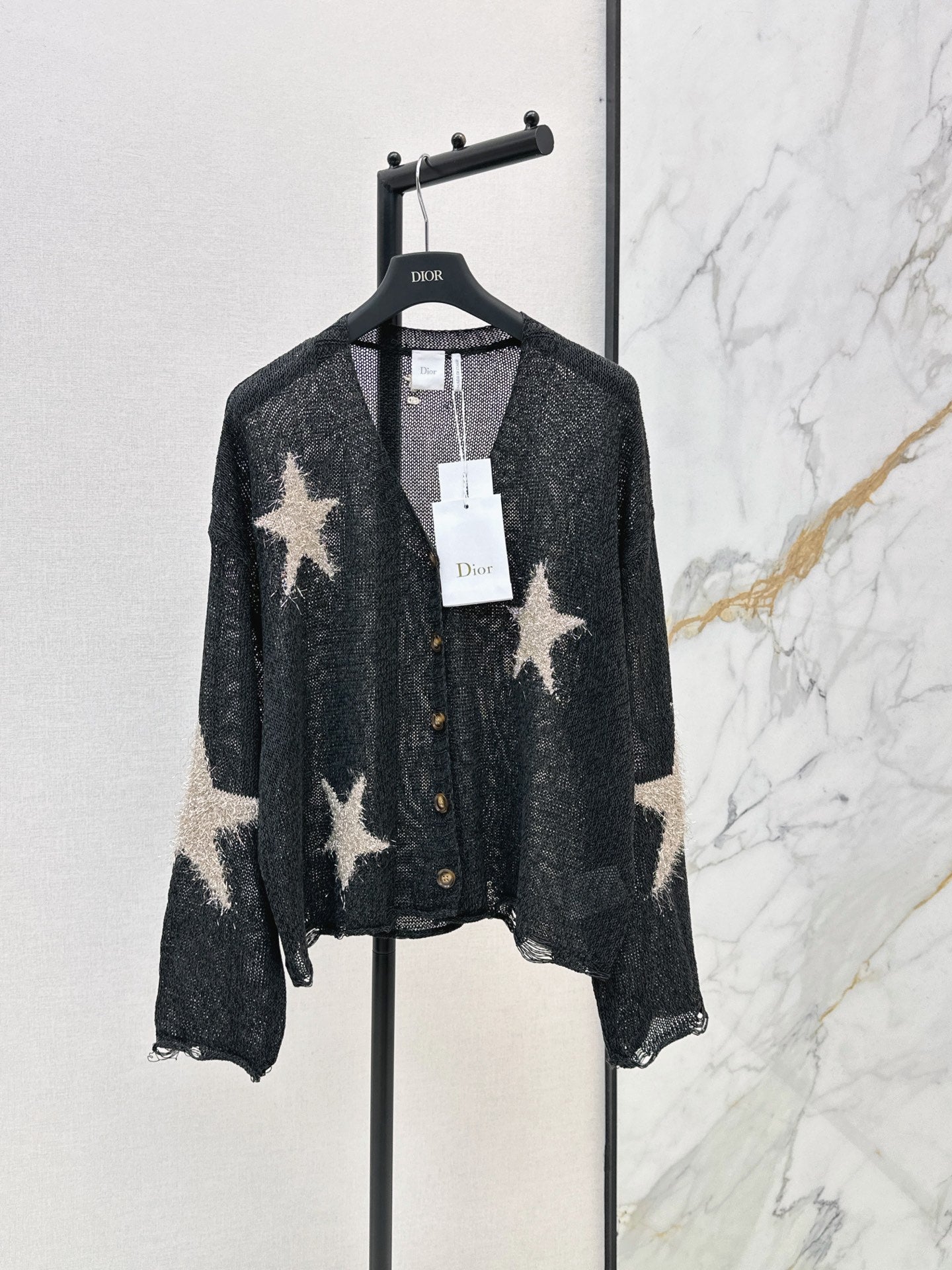 26FW New V-neck Cardigan with Jacquard Star Pattern 🤍