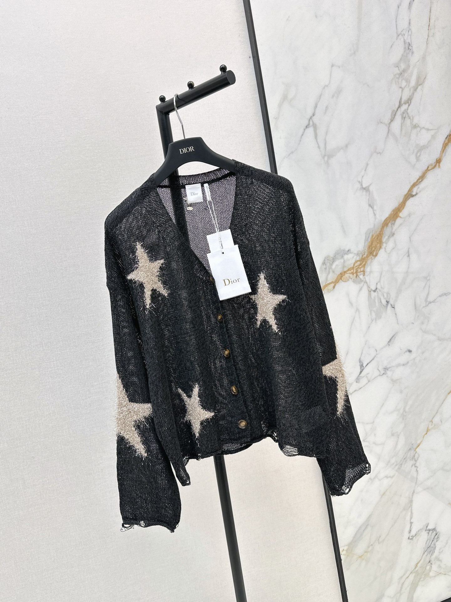 26FW New V-neck Cardigan with Jacquard Star Pattern 🤍