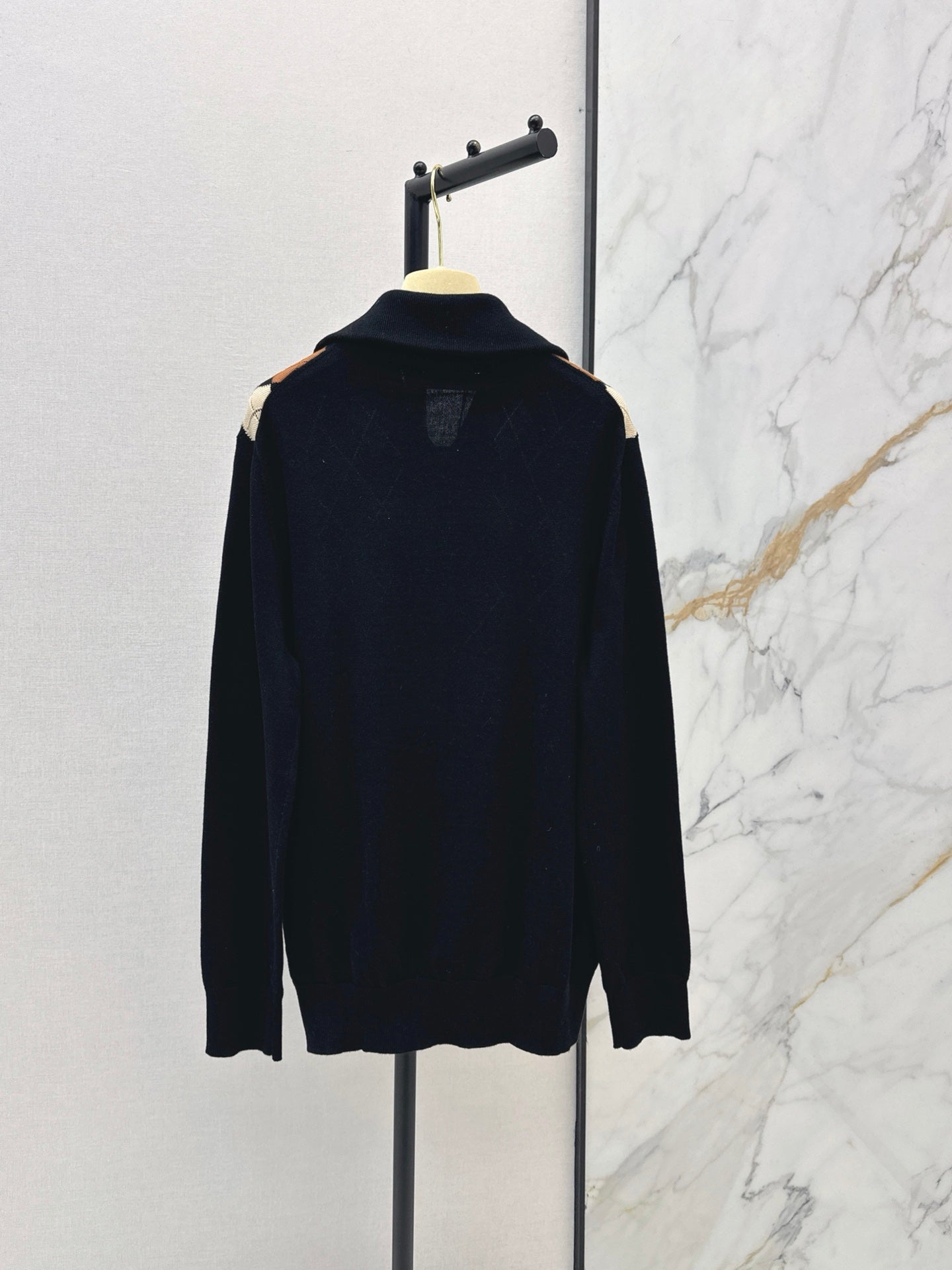 26FW New Quilted-Pattern Lapel Zip-Up Knit Cardigan 🤎