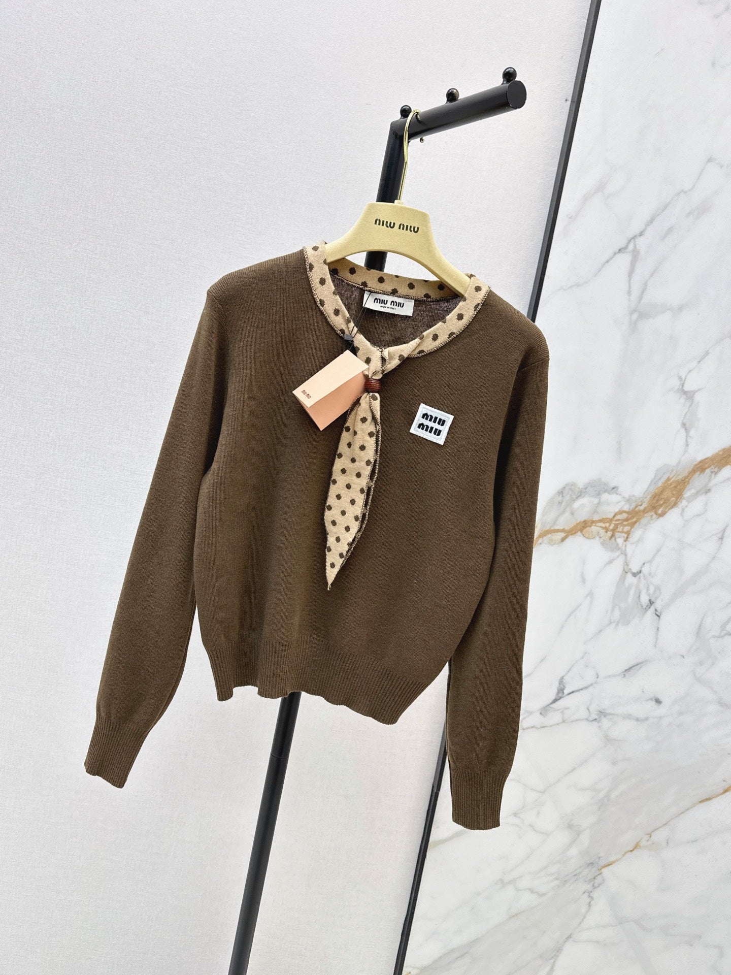 26FW New Bow-Tie V-Neck Cropped Knit Top 🩵