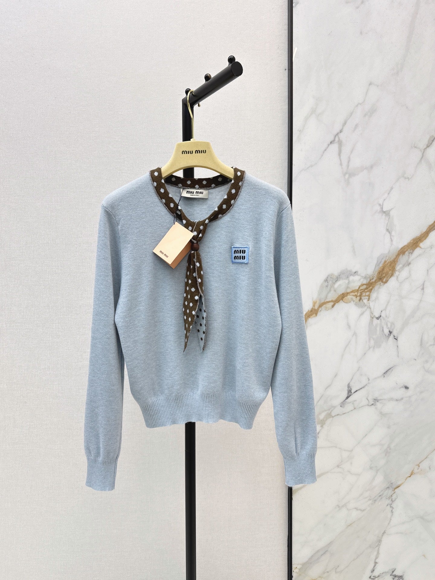 26FW New Bow-Tie V-Neck Cropped Knit Top 🩵