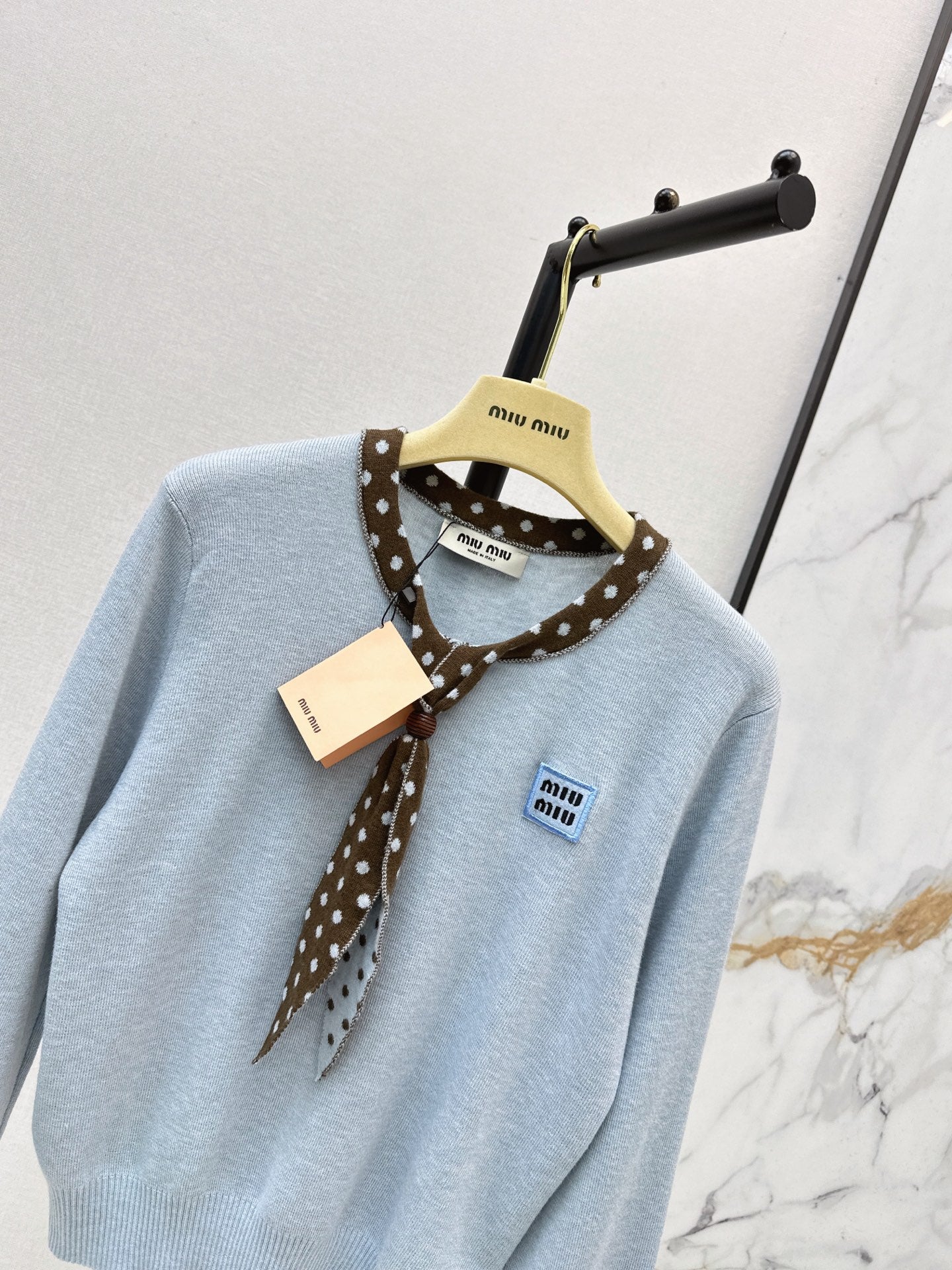 26FW New Bow-Tie V-Neck Cropped Knit Top 🩵