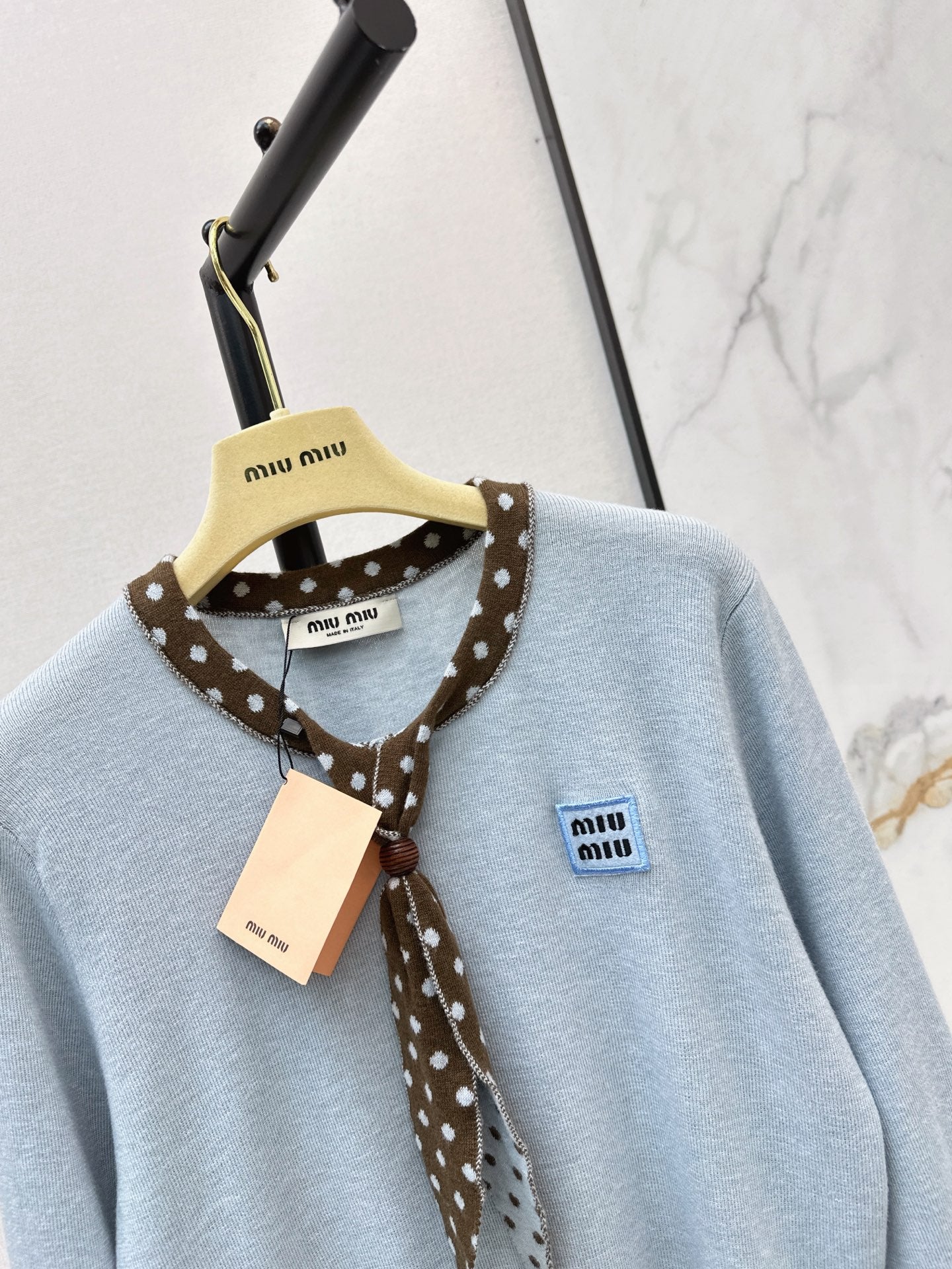 26FW New Bow-Tie V-Neck Cropped Knit Top 🩵