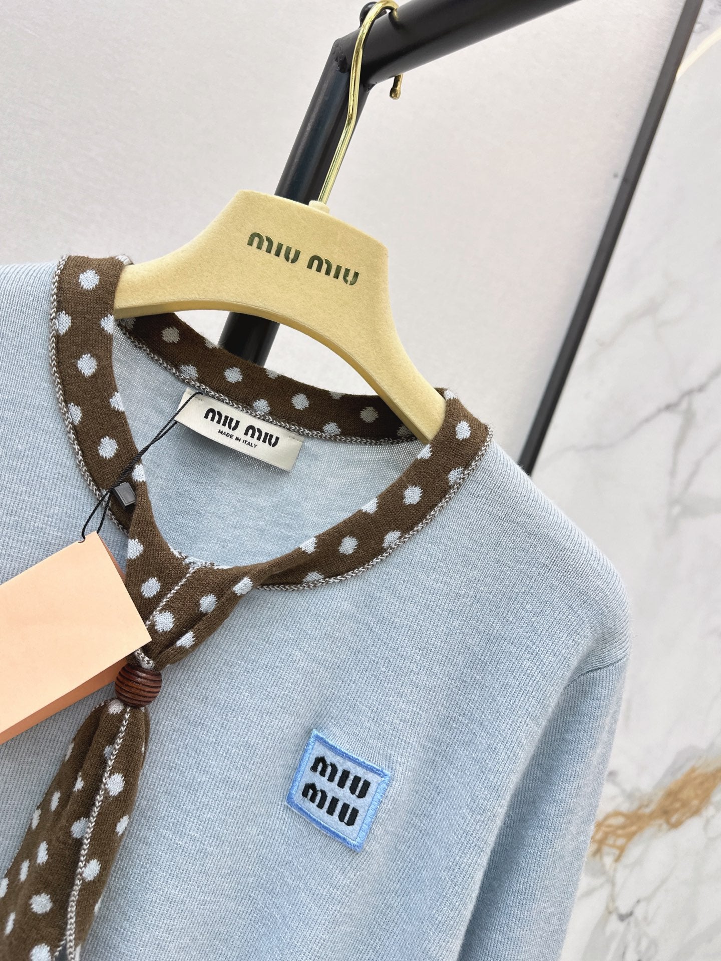26FW New Bow-Tie V-Neck Cropped Knit Top 🩵