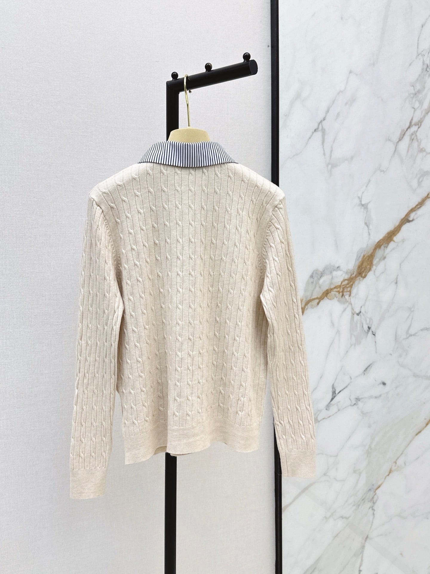 26FW New Color-Block Striped Collared Knit Cardigan 🖤